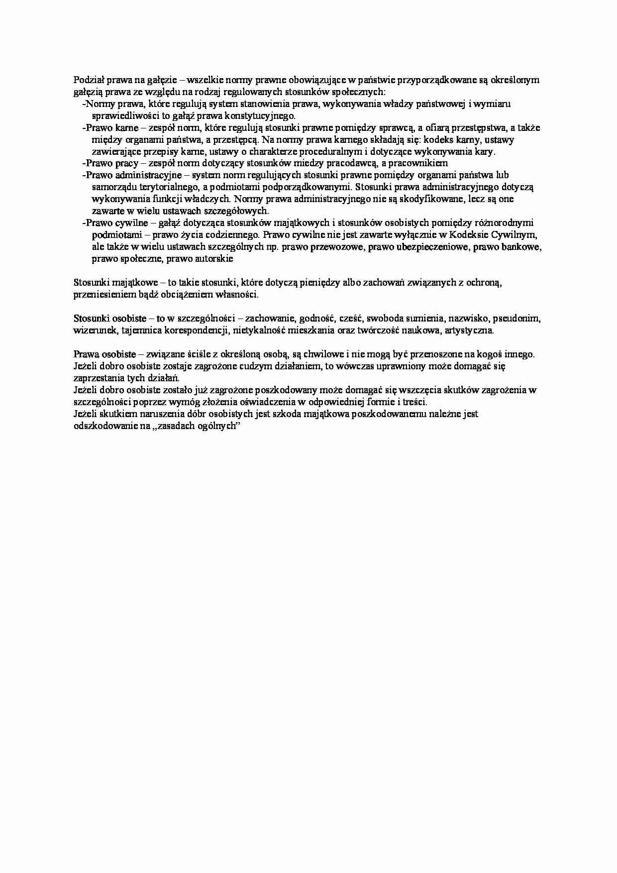 Podział prawa na gałęzie - strona 1