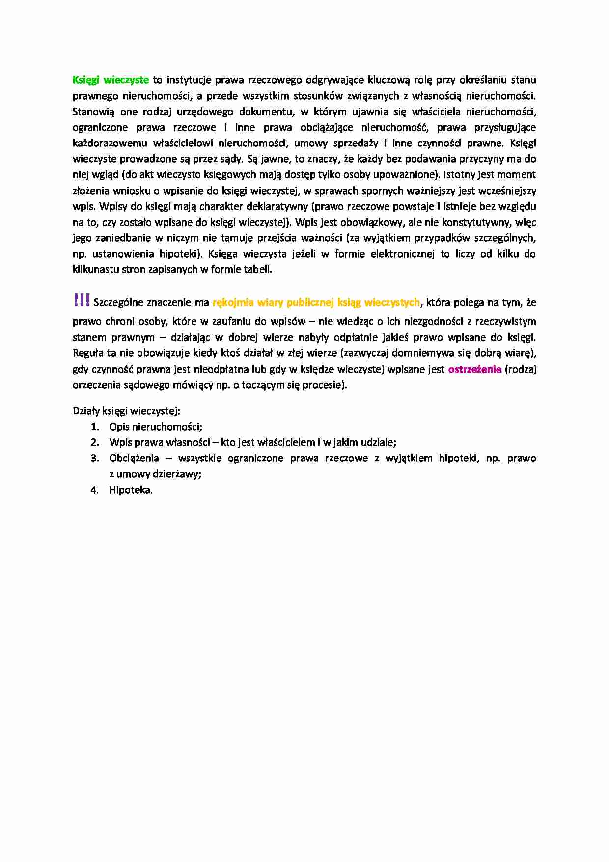 Ksiegi wieczyste - pojęcie - strona 1