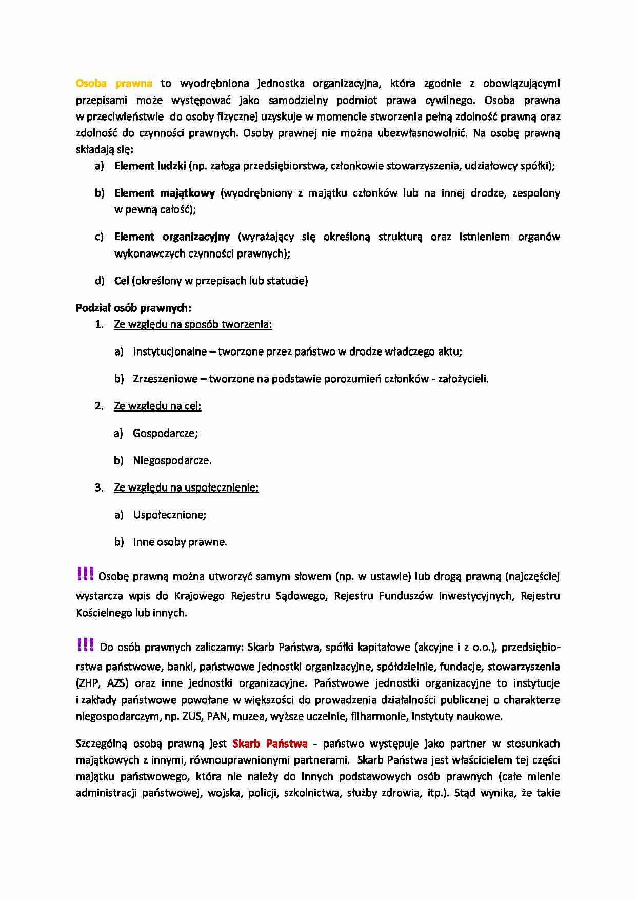 Osoba prawna - definicja - strona 1