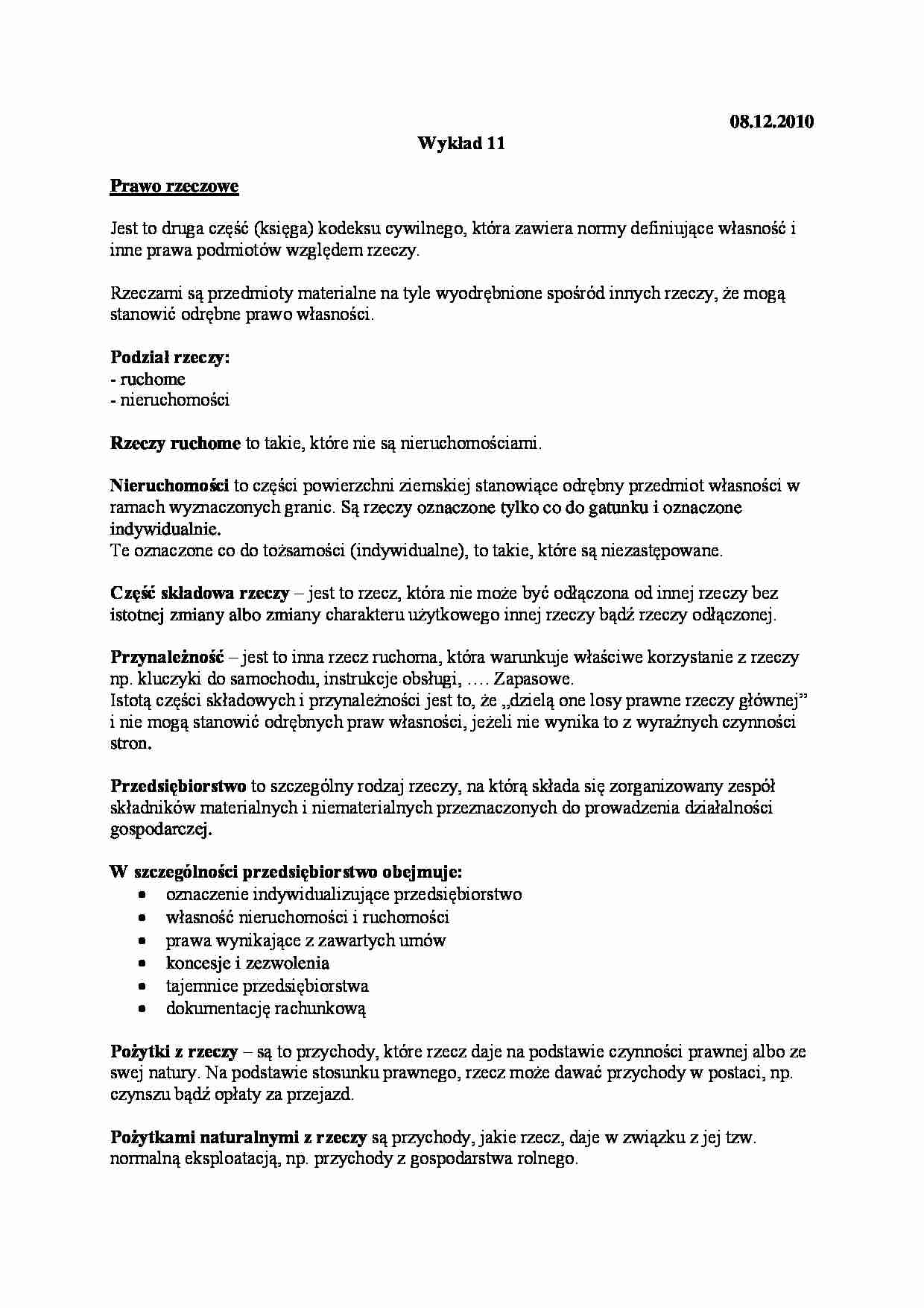 Prawo rzeczowe, podział rzeczy - strona 1