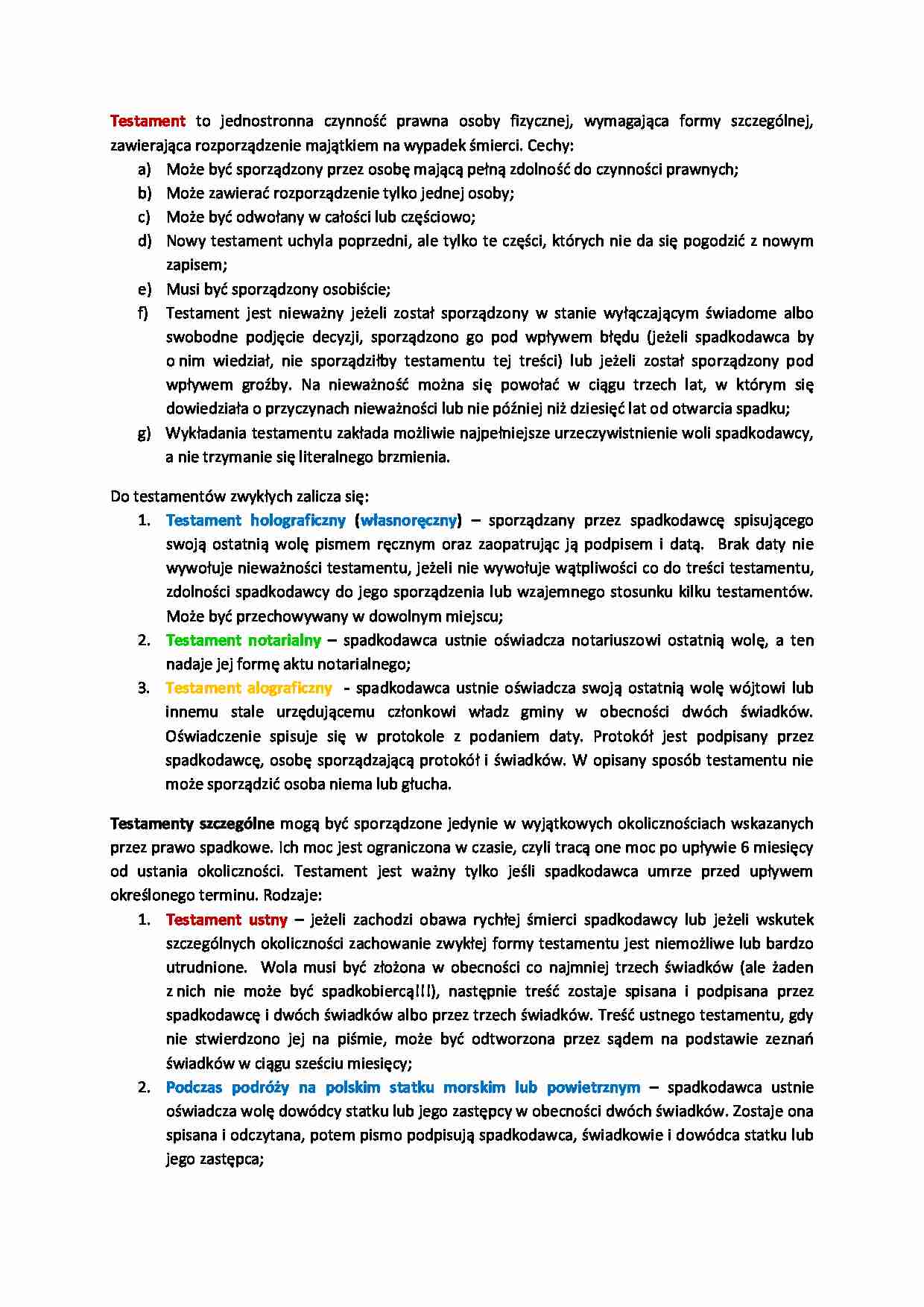 Testament i jego rodzaje - strona 1