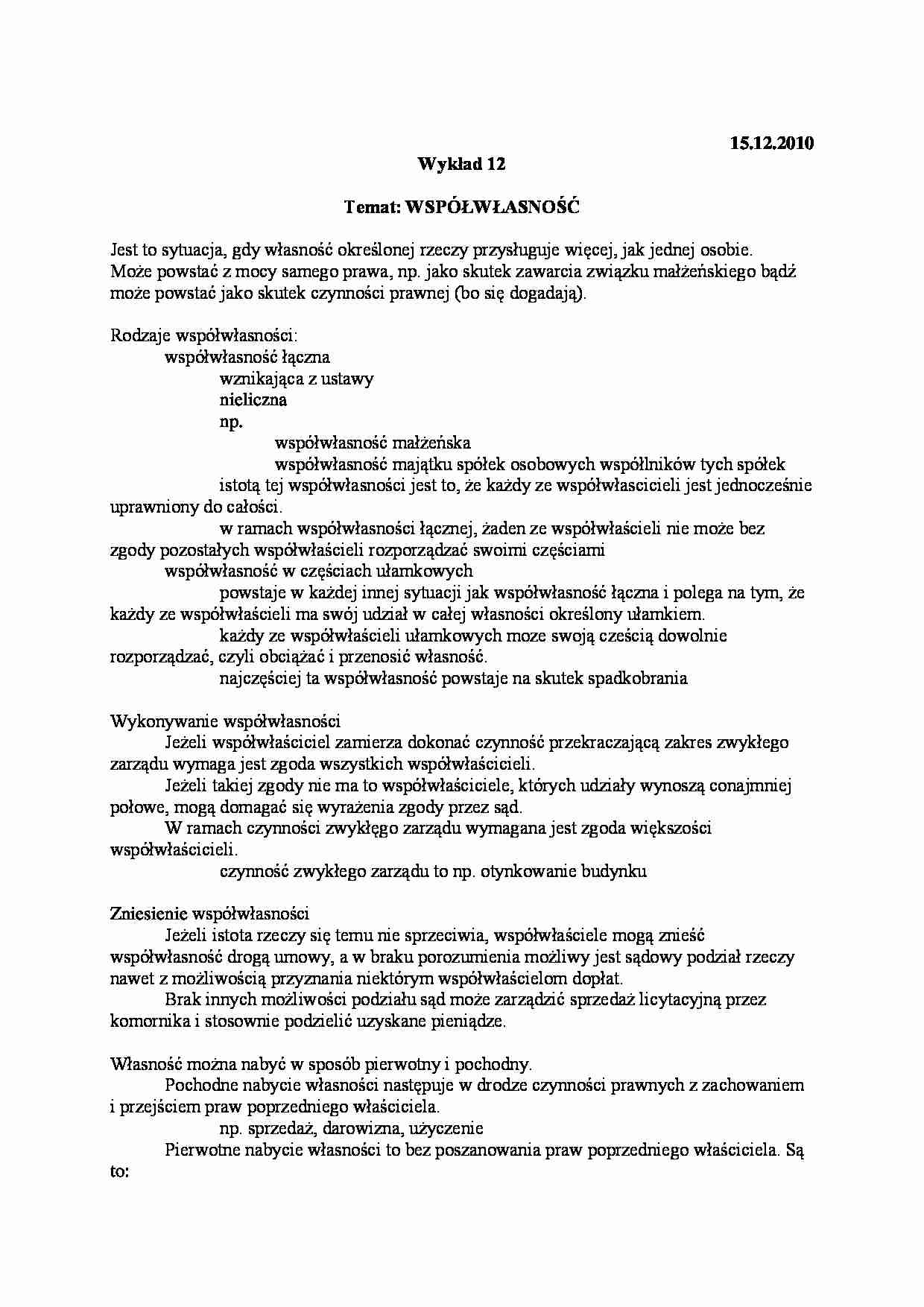 Współwłasność - definicja i rodzaje - strona 1