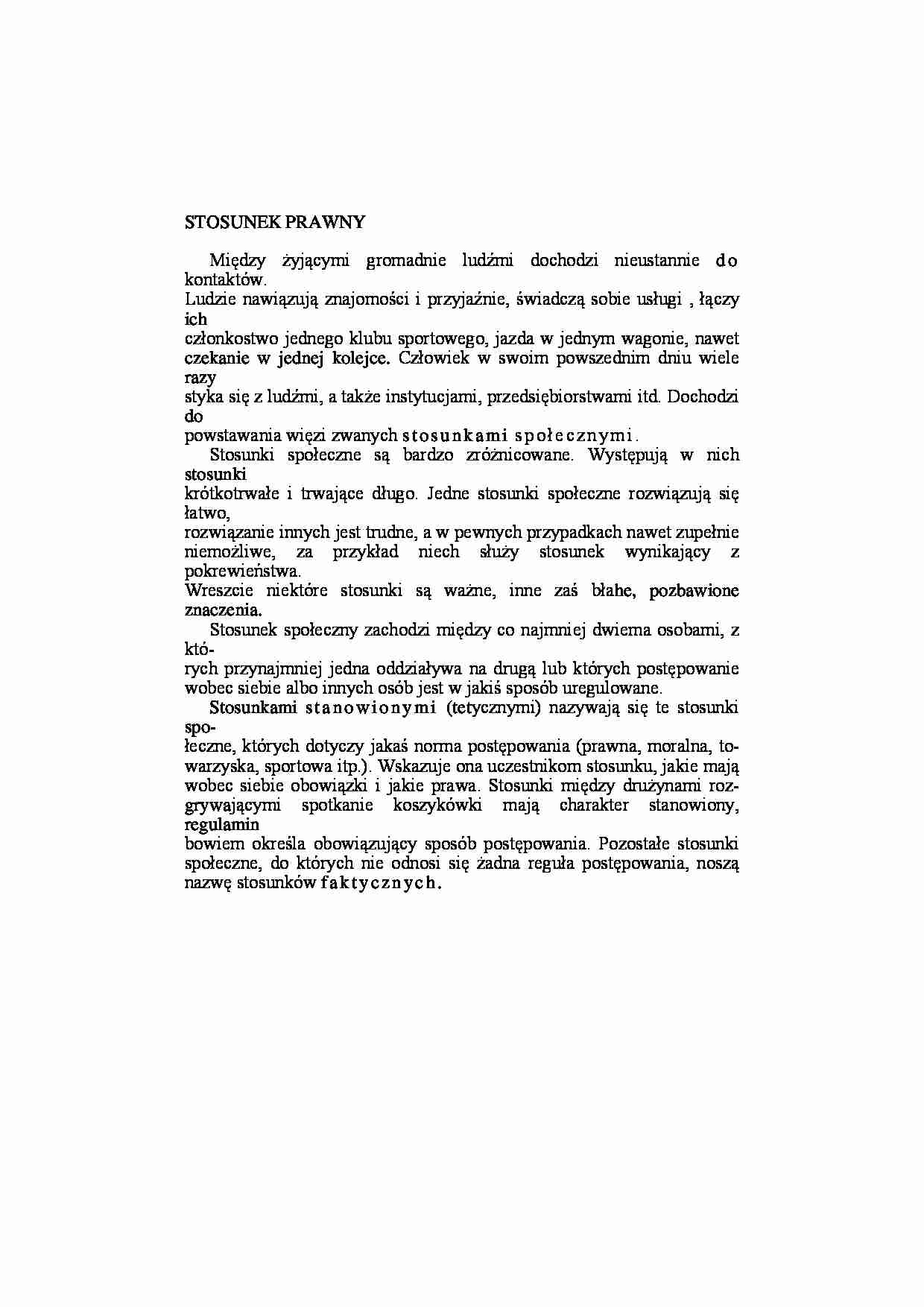 Stosunek prawny - definicja - strona 1