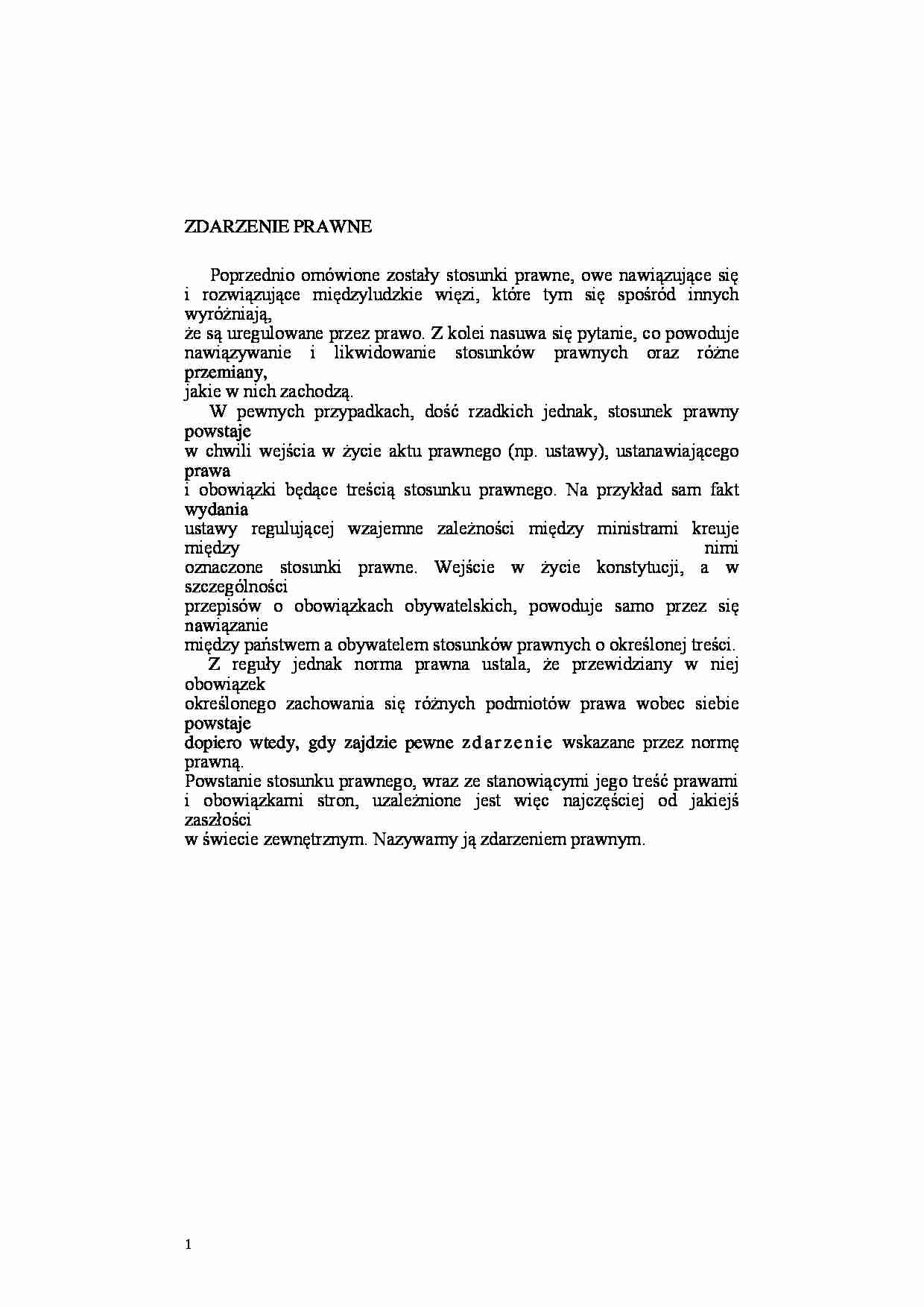 Zdarzenie prawne - definicja - strona 1