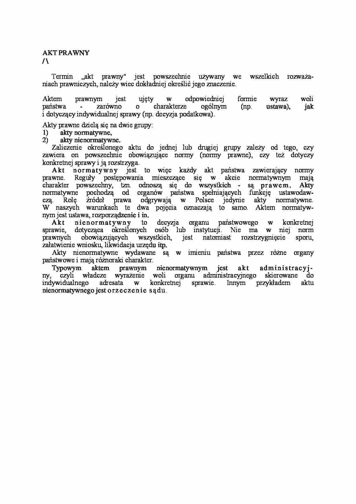 Akt prawny - definicja - strona 1