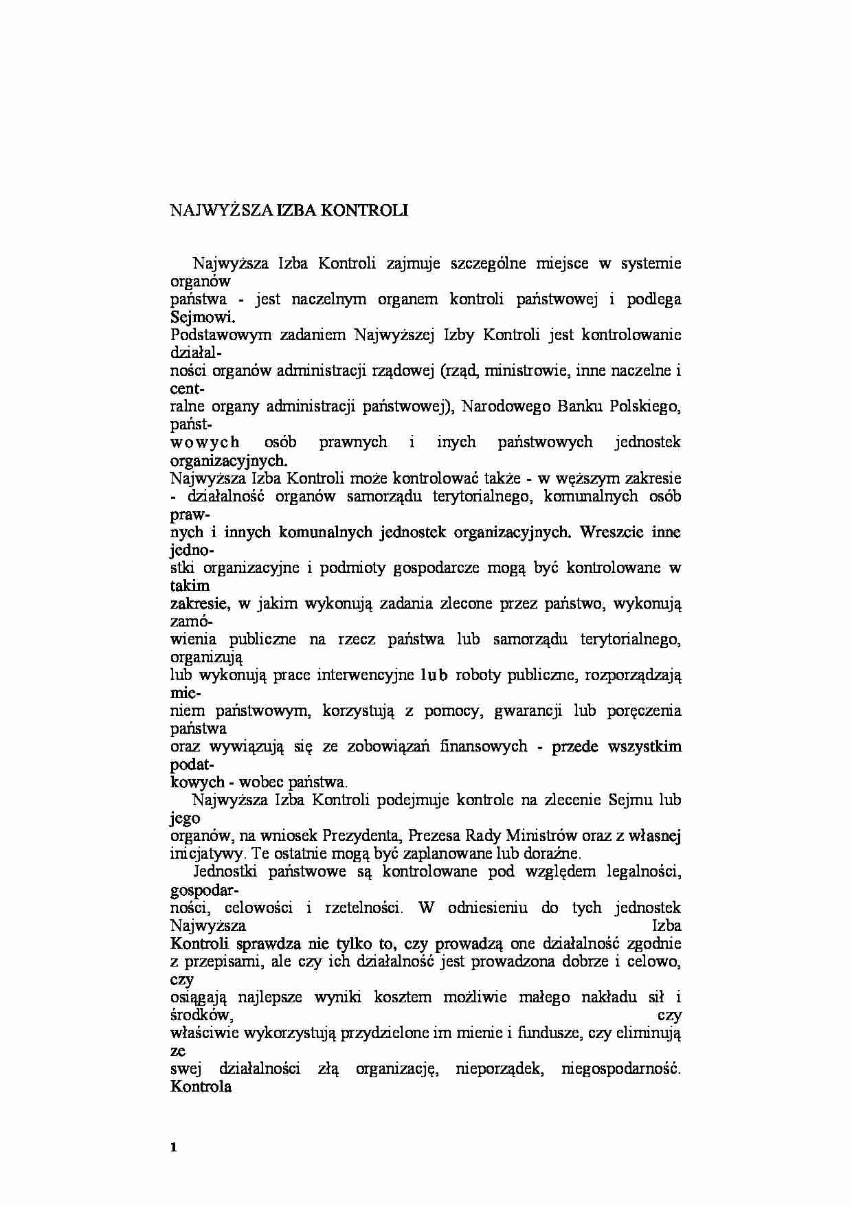 Najwyższa Izba Kontroli - Trybunał Konstytucyjny - strona 1