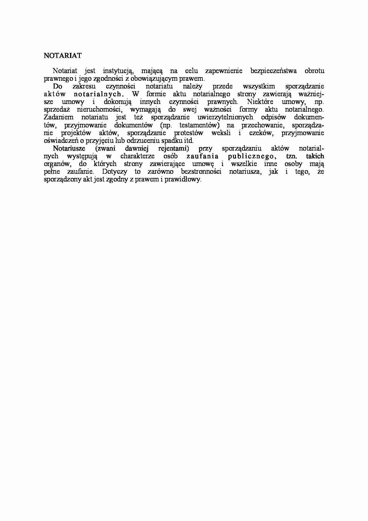 Notariat - pojęcie notariatu - strona 1