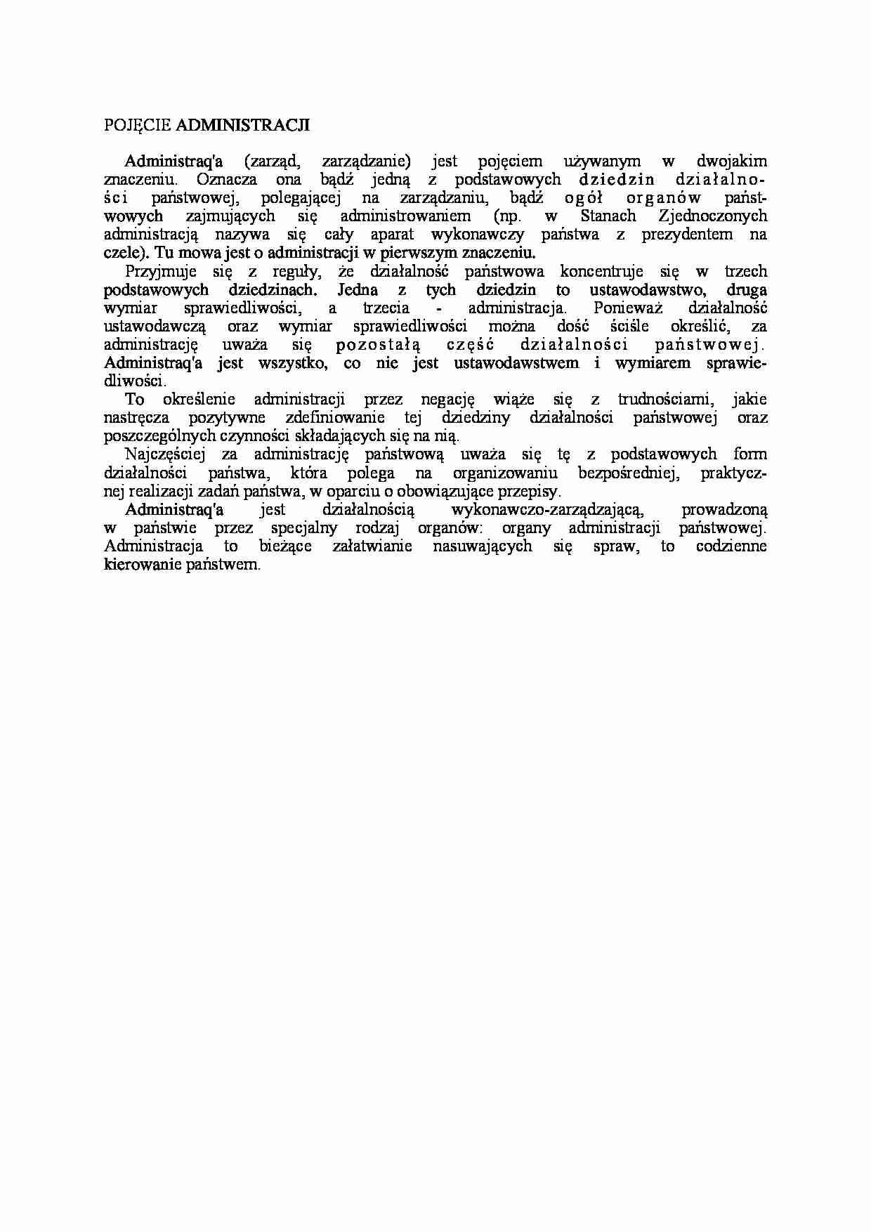 Pojęcie administracji - Administracja państwowa - strona 1