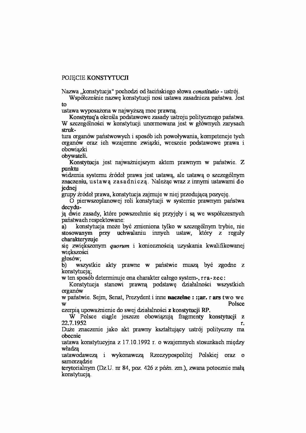 Pojęcie konstytucji - wykład - strona 1