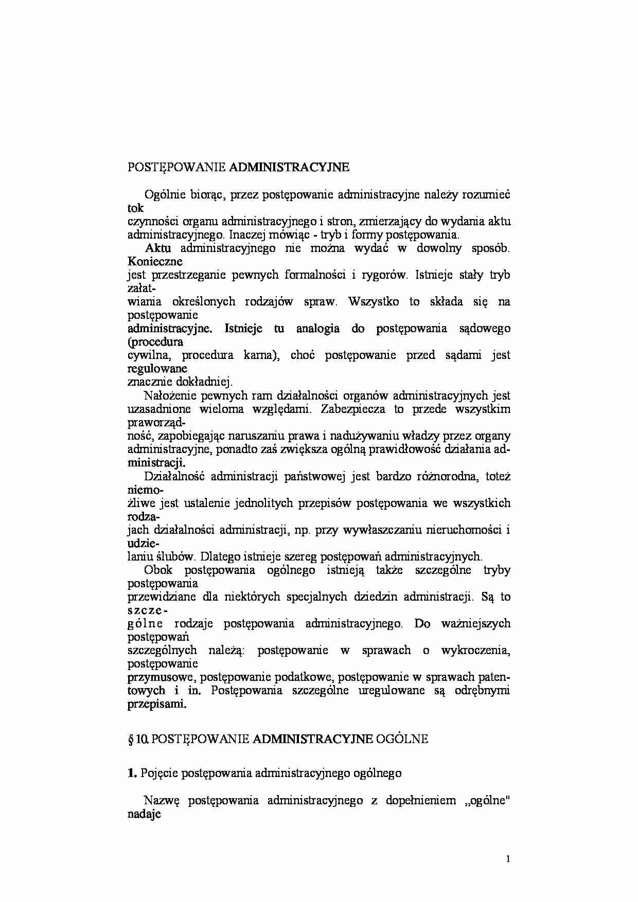 Postępowanie administracyjne - opracowanie - strona 1