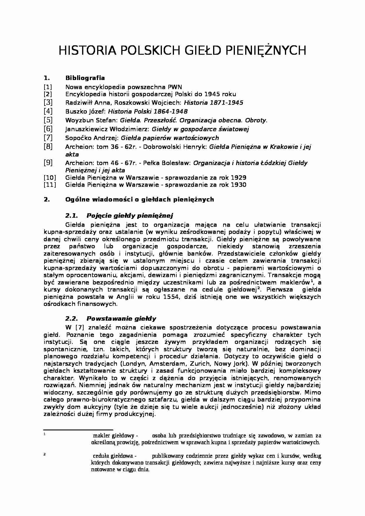 Historia giełd polskich - strona 1
