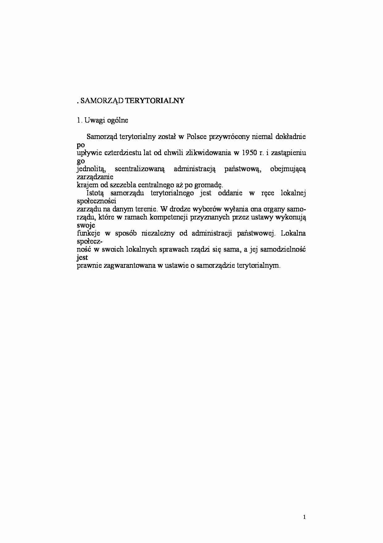 Samorząd terytorialny - pojęcie - strona 1