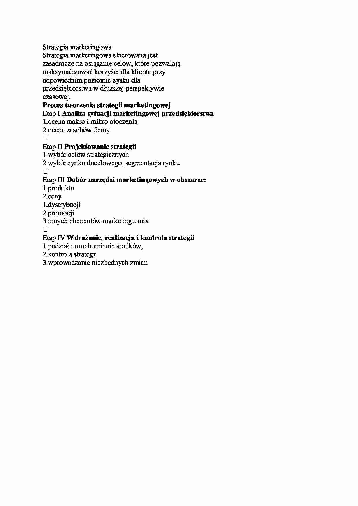 Strategia marketingowa - definicja - strona 1