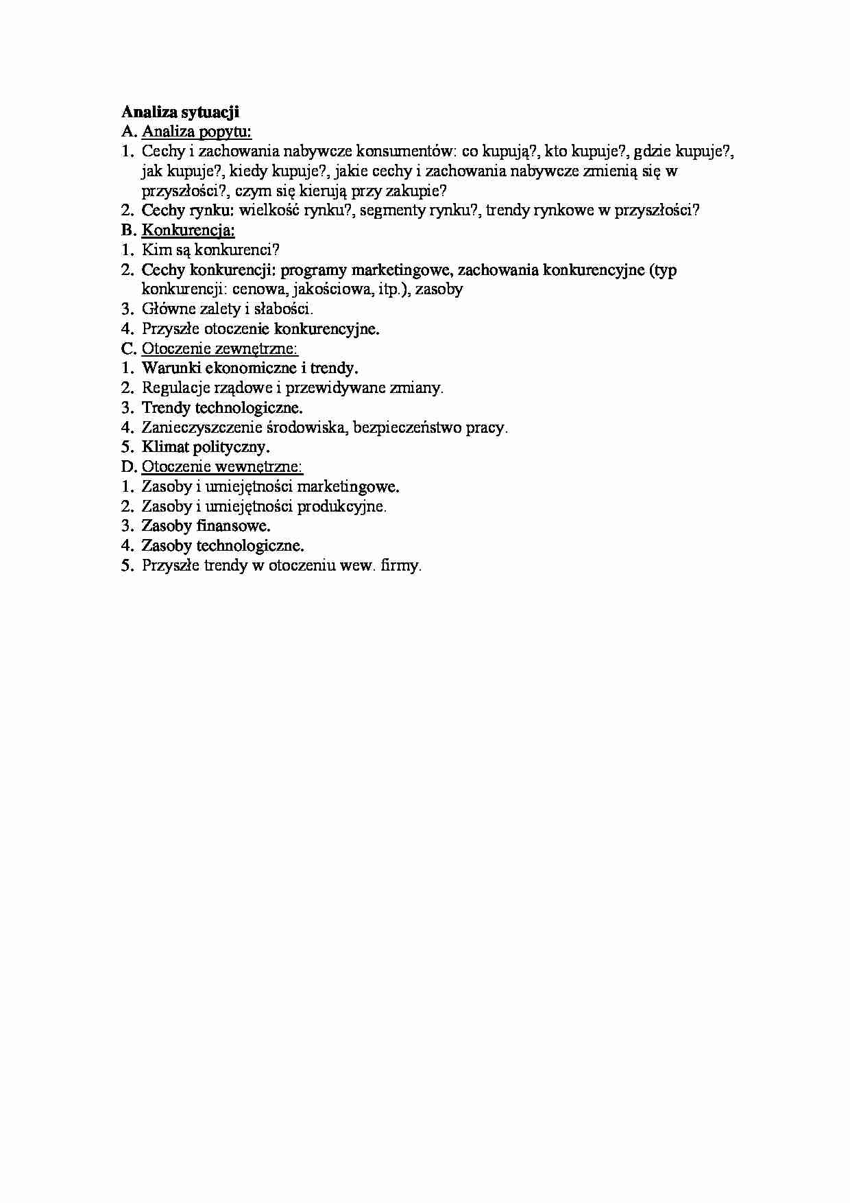 Analiza sytuacji: konkurencja i popyt - strona 1