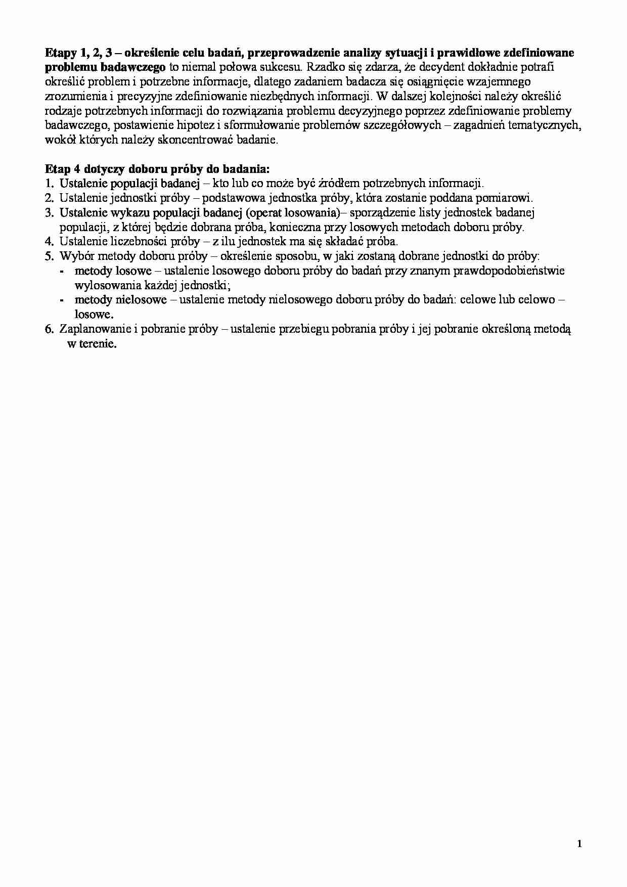Etapy badawcze - opracowanie - strona 1