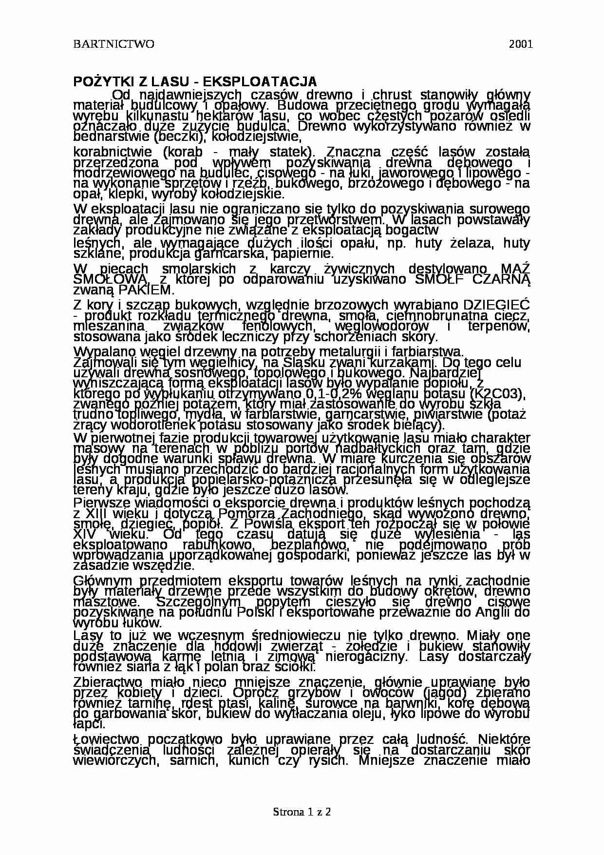 Pożytki z lasu - eksploatacja - strona 1