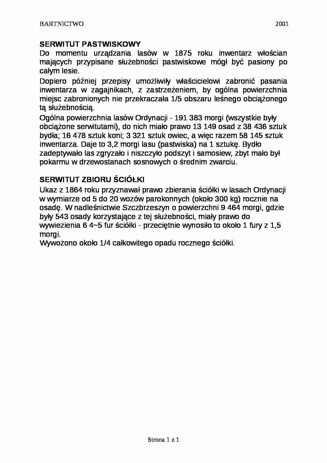 Serwitut pastwiskowy, serwitut zbioru ściółki - strona 1