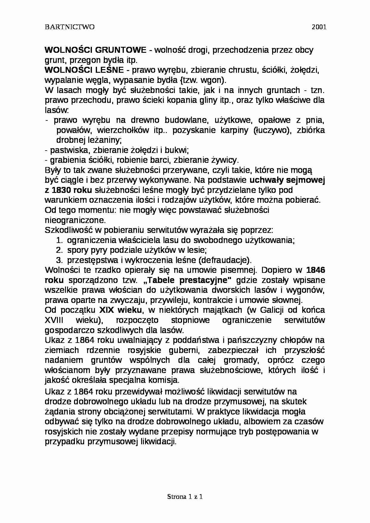 Wolności gruntowe, wolności leśne - strona 1