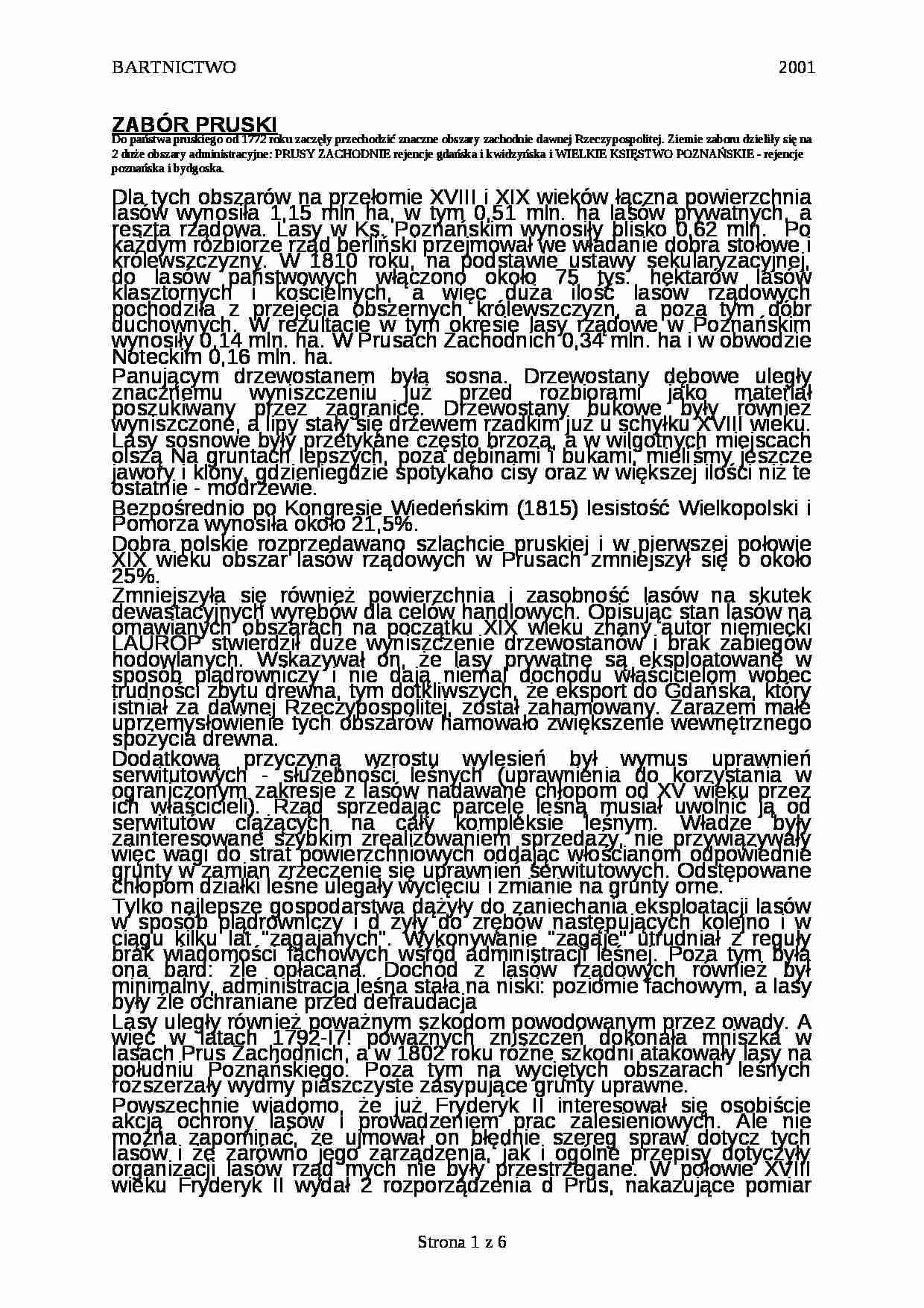 Leśnictwo pod zaborem pruskim - strona 1