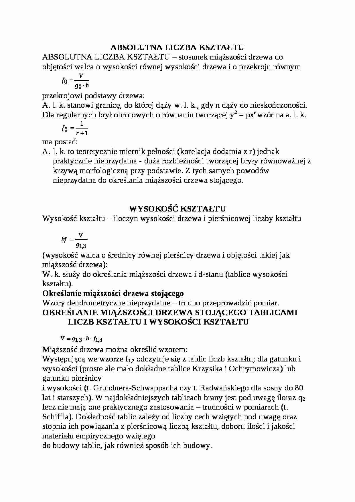 Absolutna liczba kształtu, wysokość kształtu - strona 1