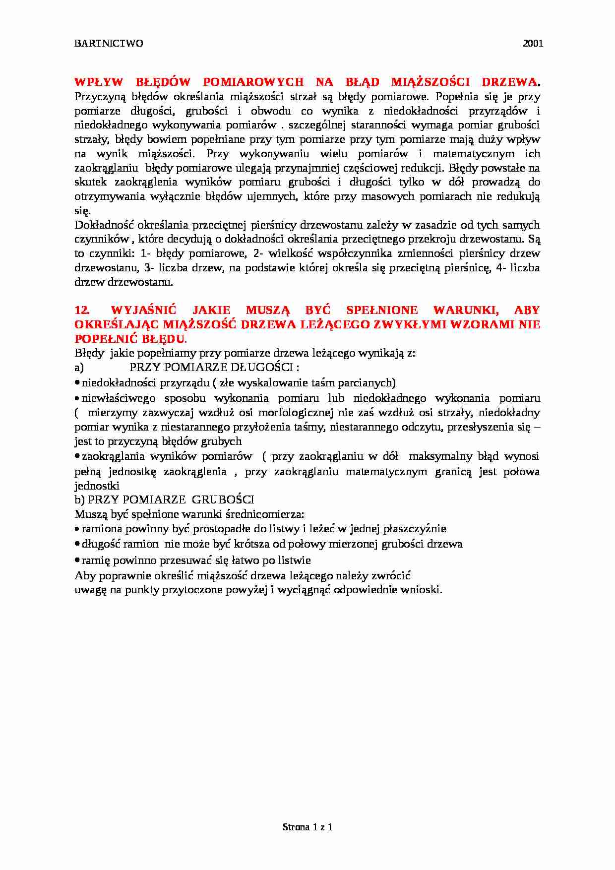 Wpływ błędów pomariowych na błąd miąższości drzewa - strona 1
