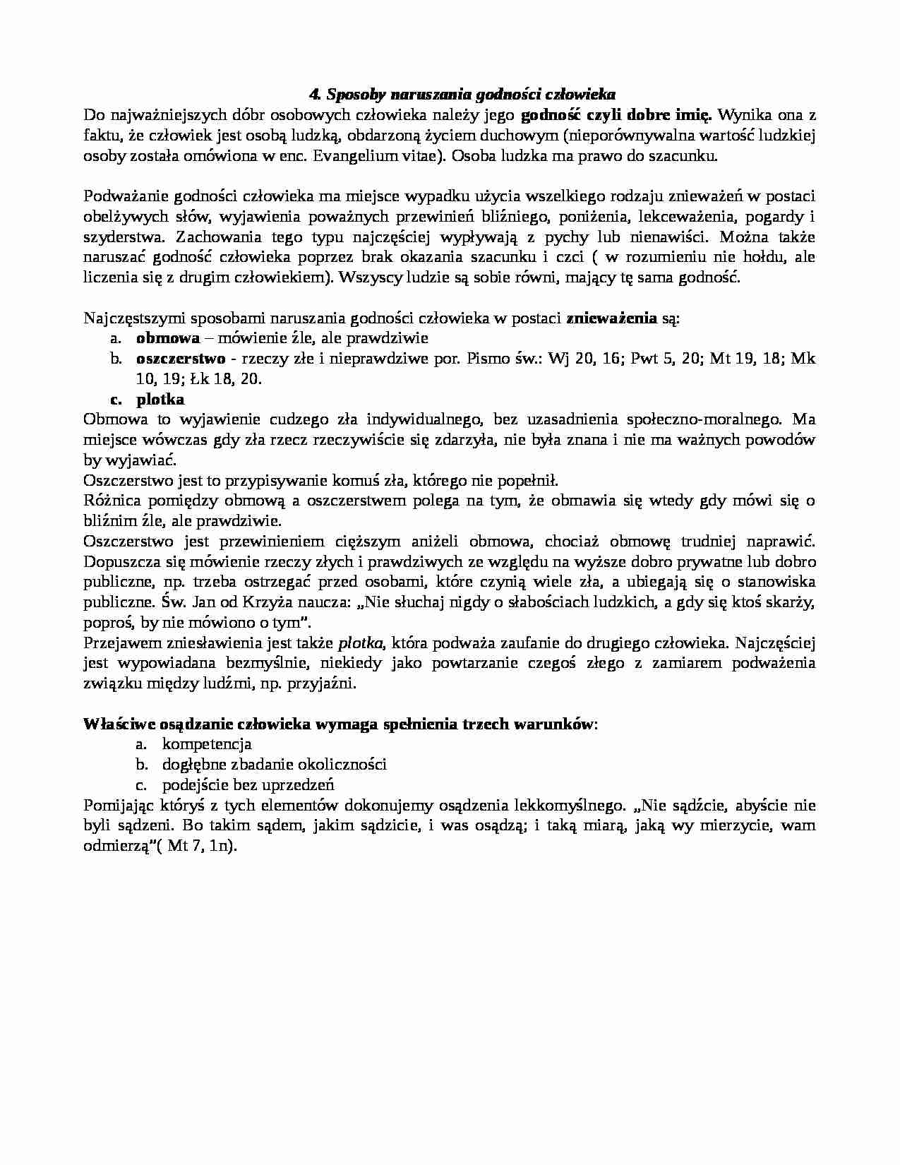 Sposoby naruszania godności człowieka - strona 1