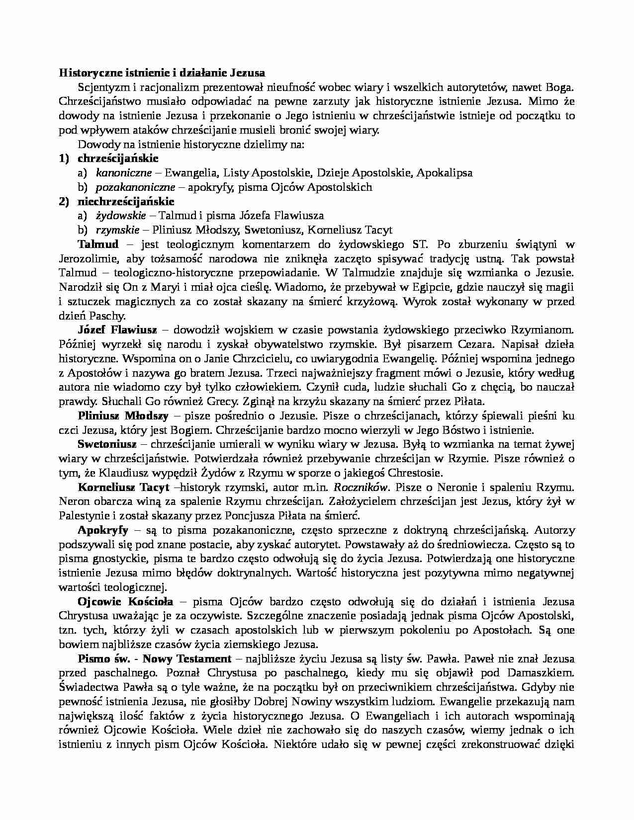 Historyczne istnienie i działanie Jezusa - strona 1