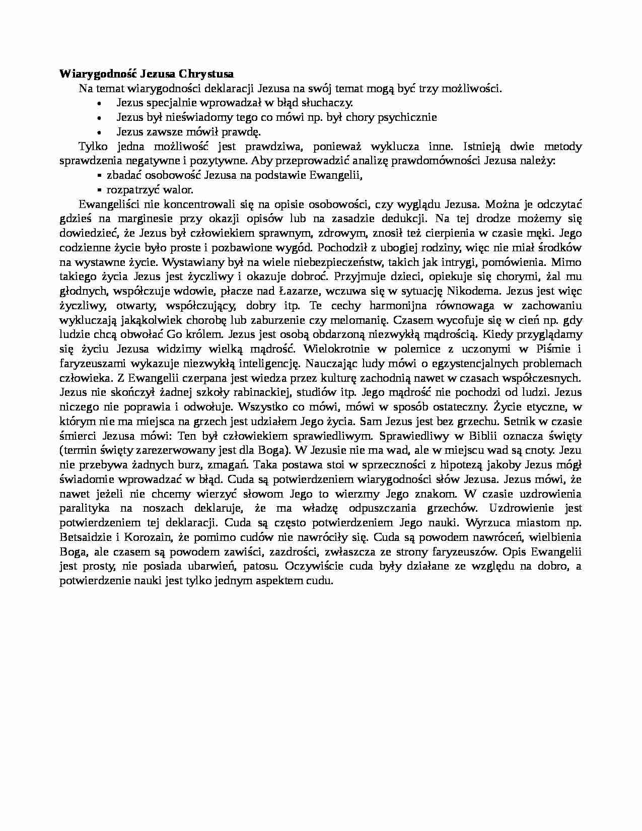 Wiarygodność Jezusa Chrystusa - strona 1