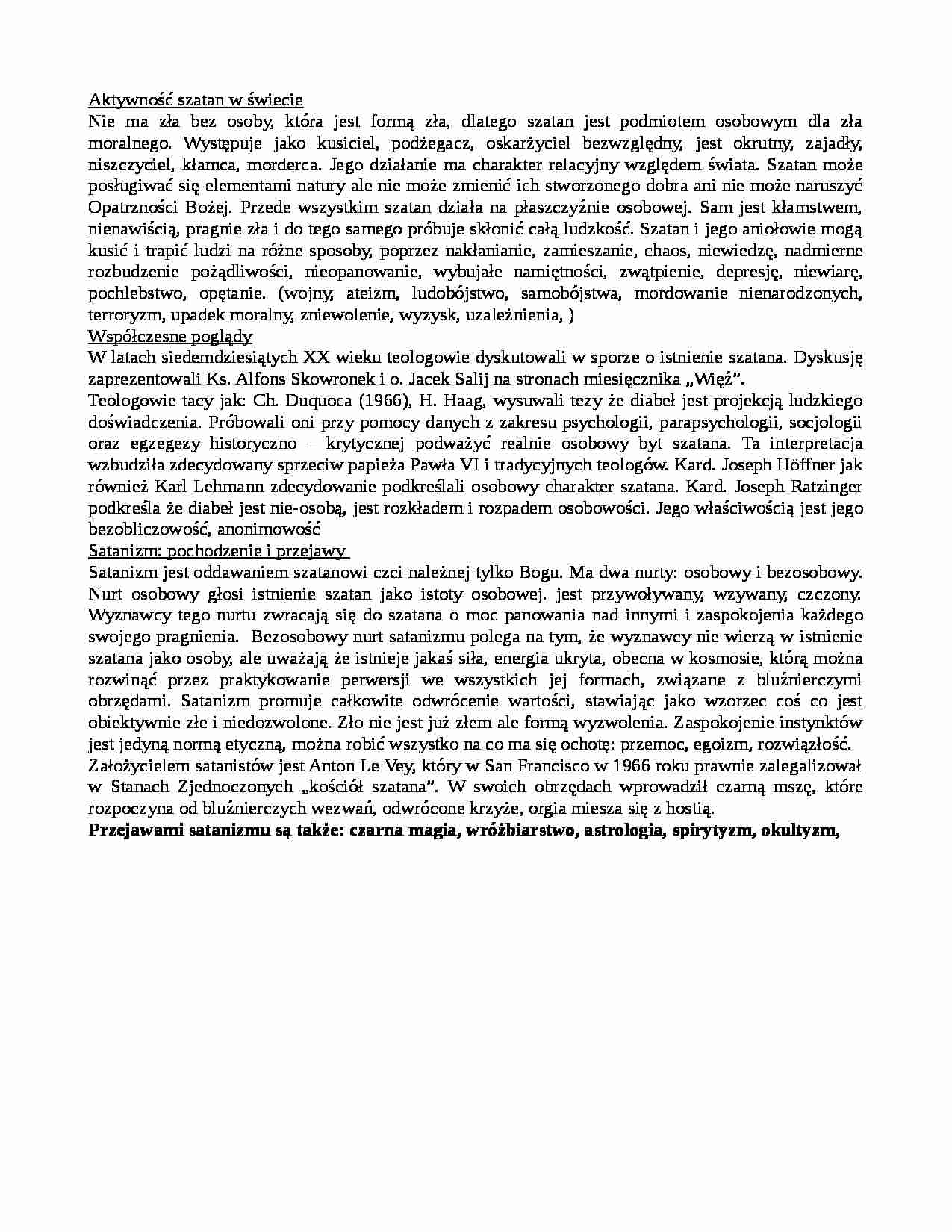 Aktywnośćszatan w świecie - strona 1