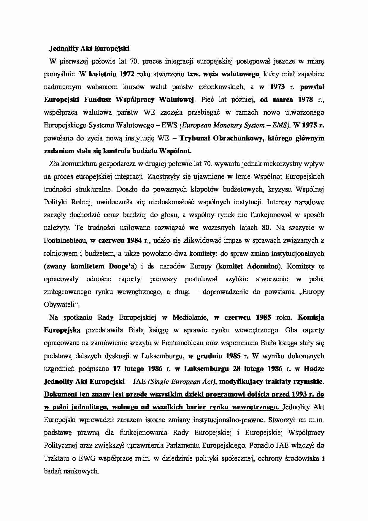 Jednolity Akt Europejski - strona 1
