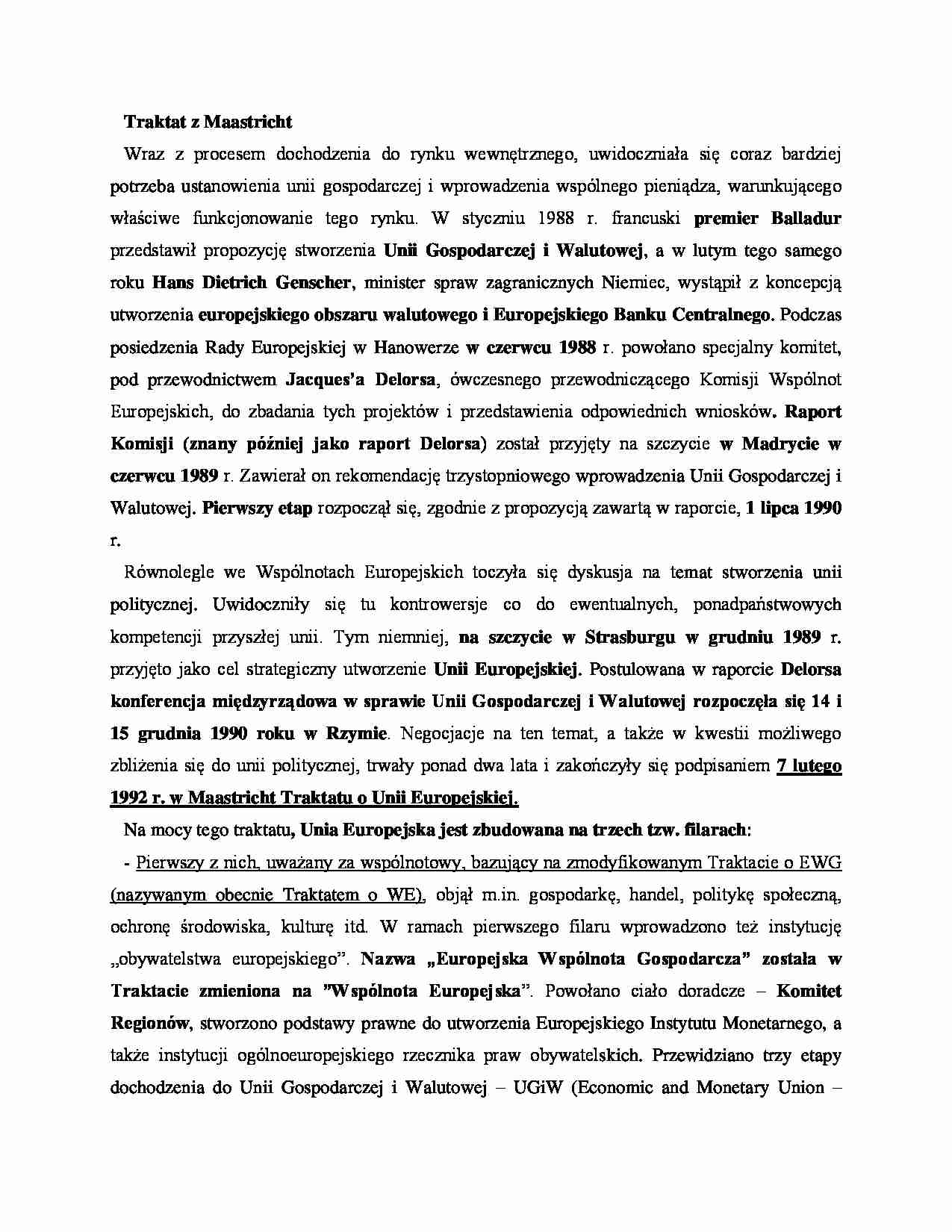 Traktat z Maastricht - strona 1