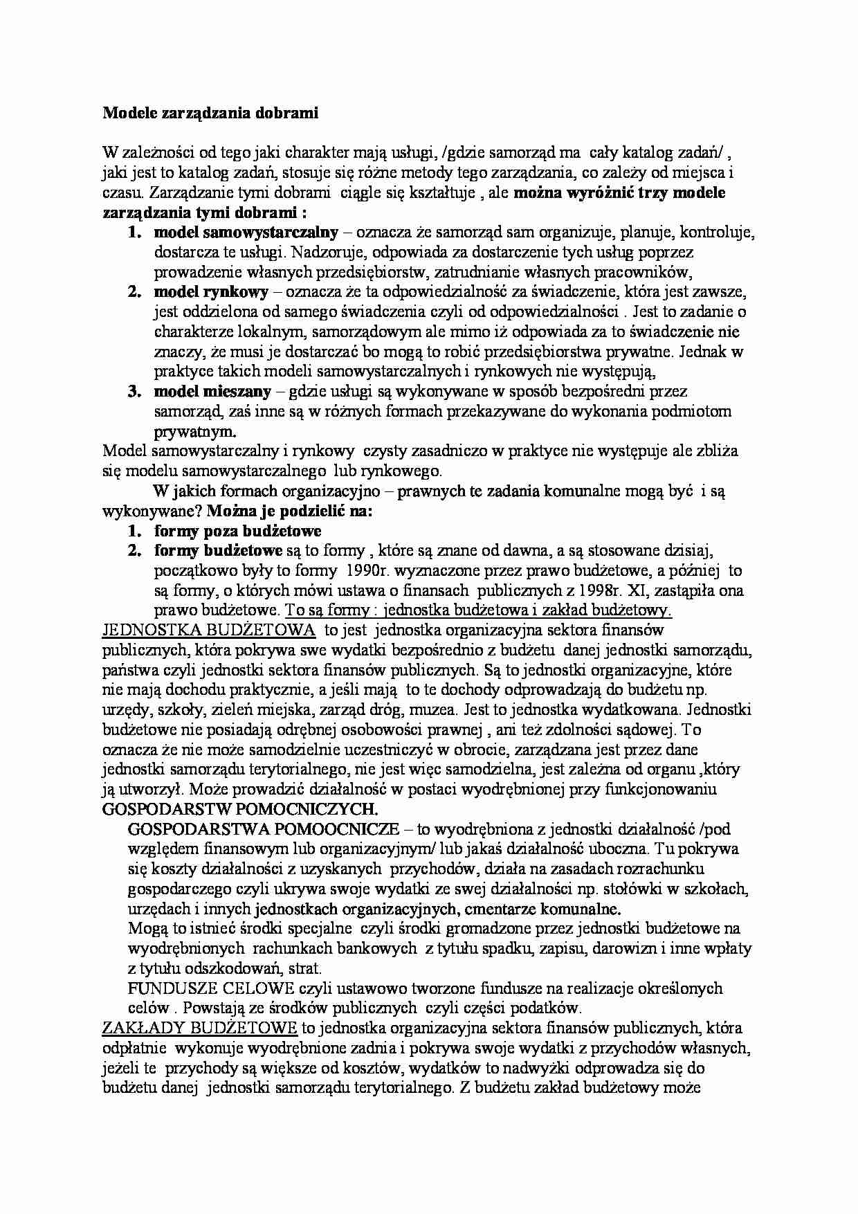 Modele zarządzania dobrami - strona 1