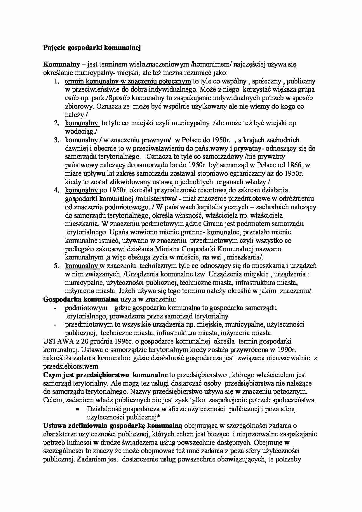 Pojęcie gospodarki komunalnej - strona 1