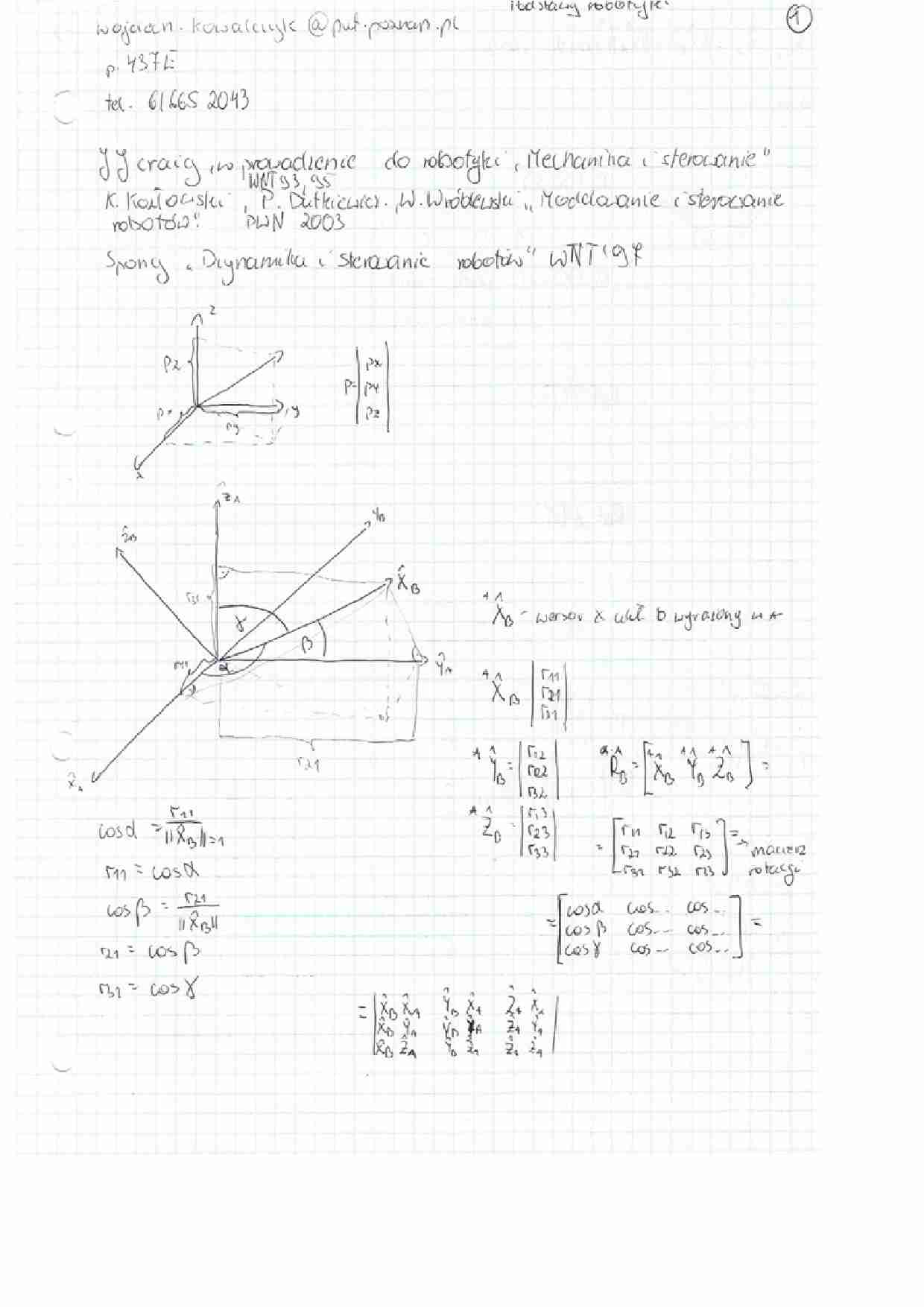 Notatki z ćwiczeń - Robotyka - strona 1
