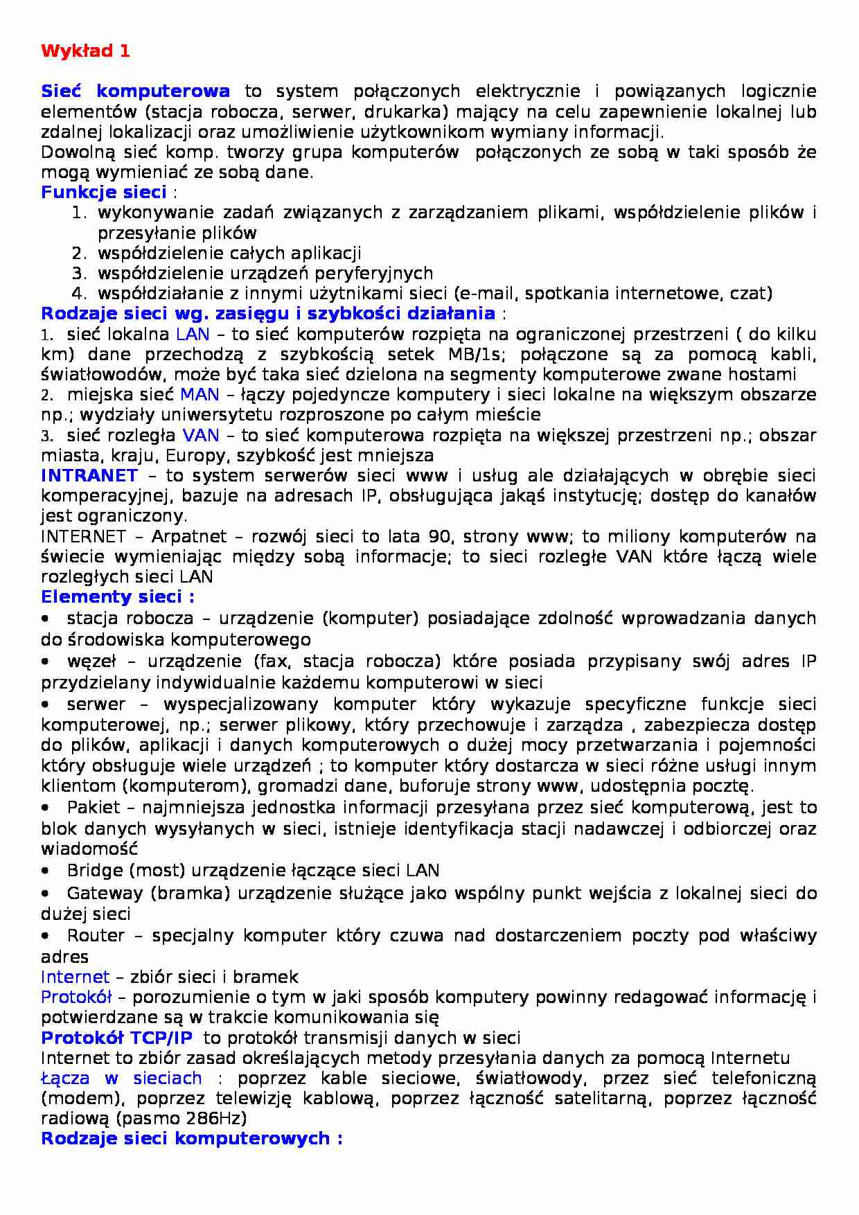 Sieci cd. - strona 1