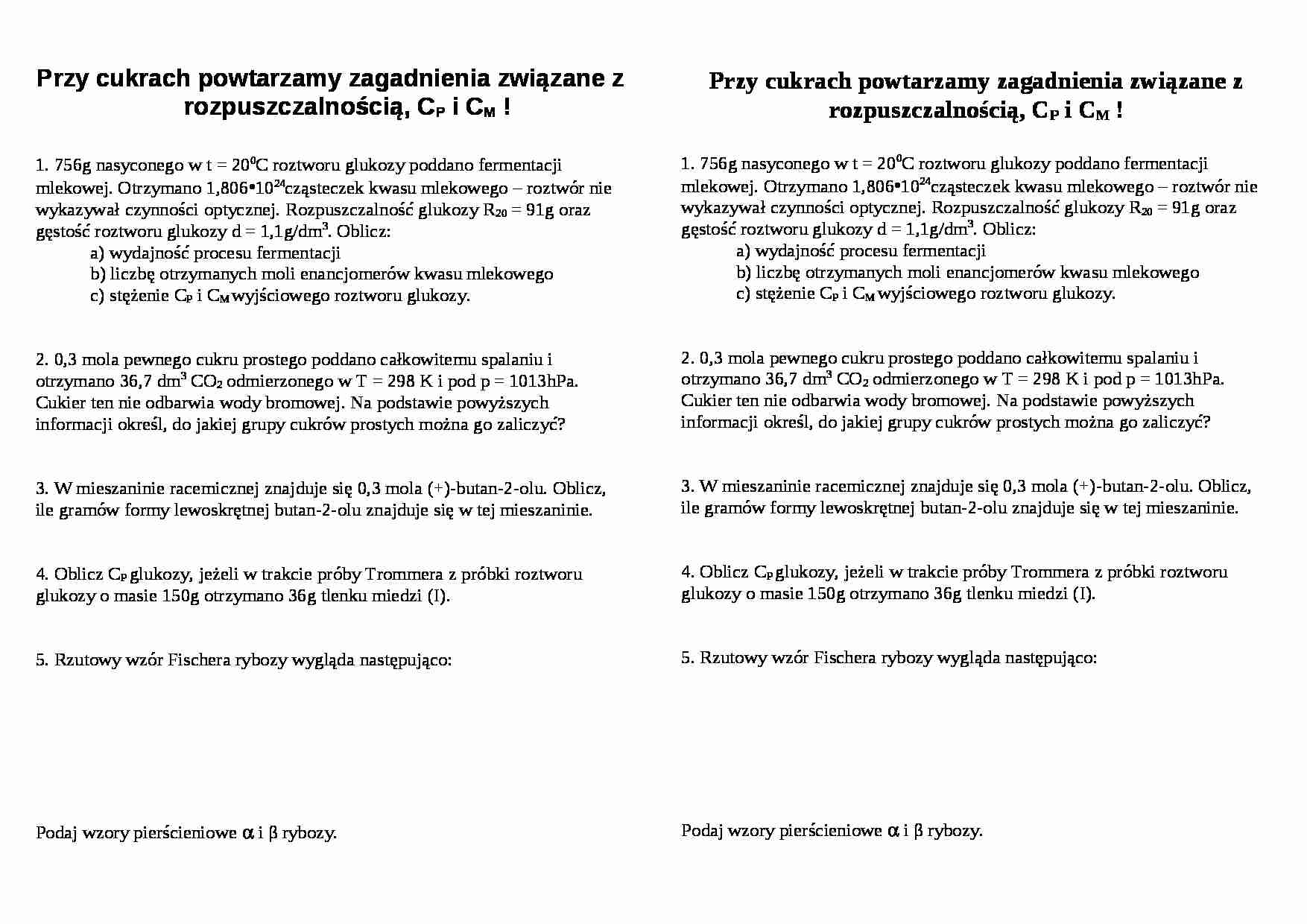 Monosacharydy - zadania - strona 1