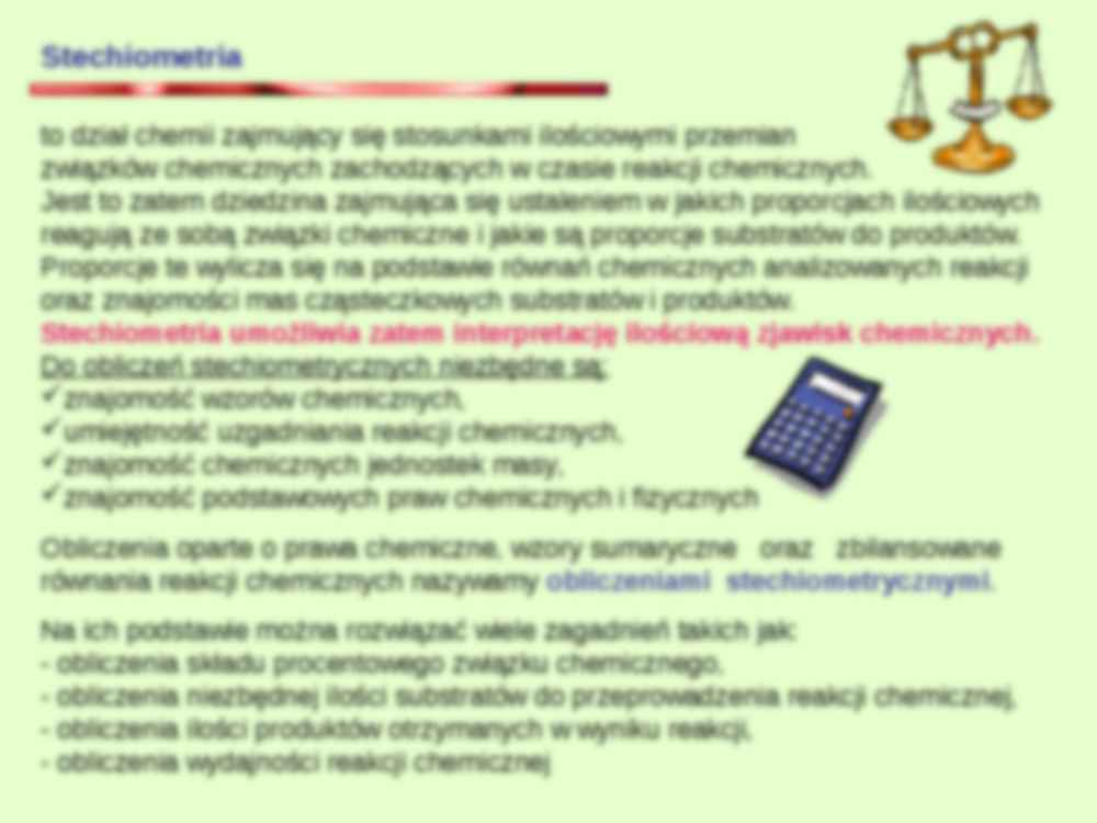 Stechiometria wzorów i równań chemicznych  - strona 3