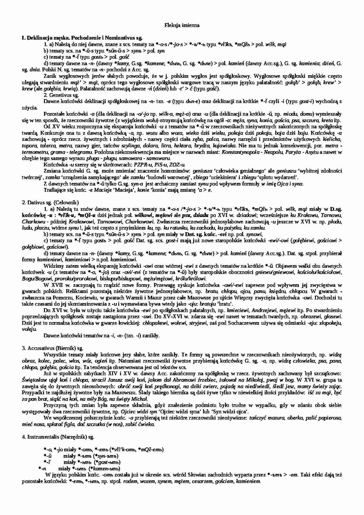 Deklinacja męska: pochodzenie i nominativus  - strona 1