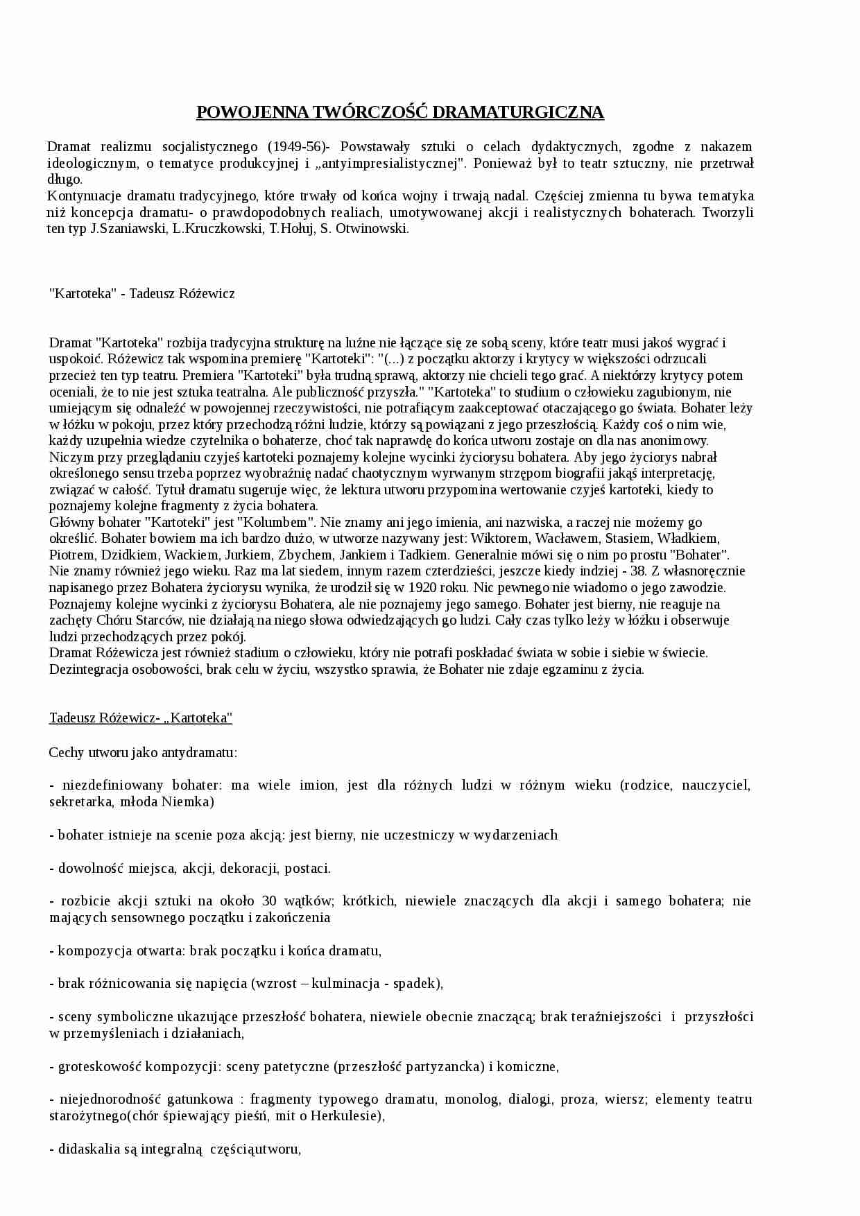 Powojenna twrczość dramaturgiczna  - strona 1