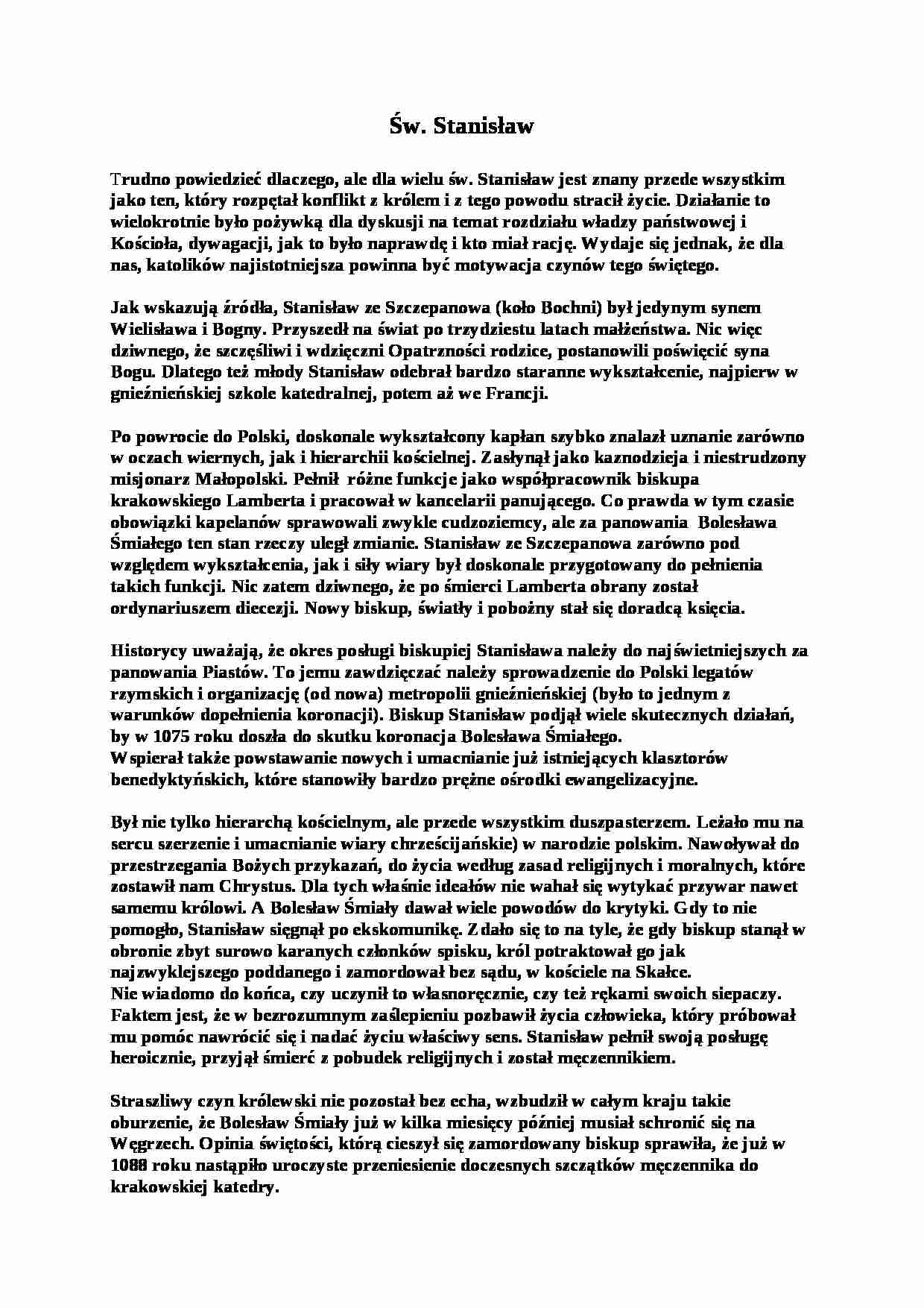 Święty Stanisław  - strona 1