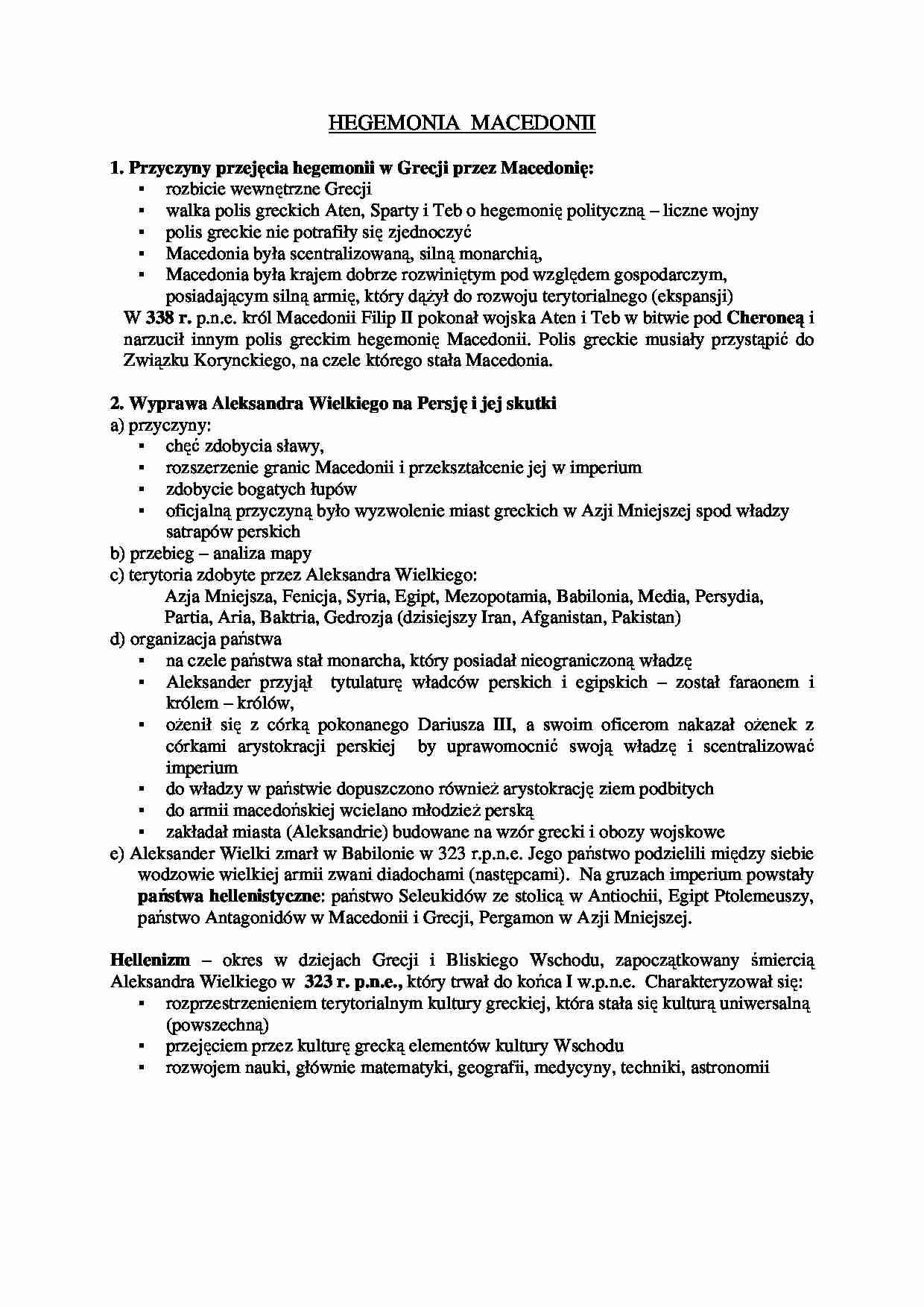 Hegemonia Macedonii - Aleksander  - strona 1