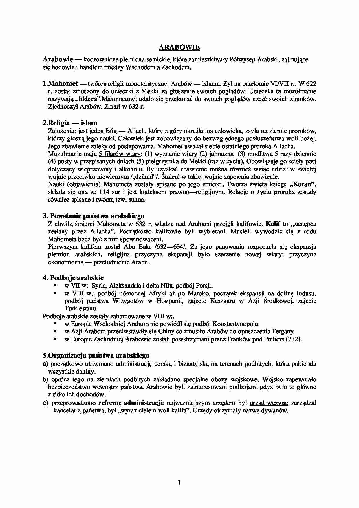 Arabowie i państwo arabskie  - strona 1
