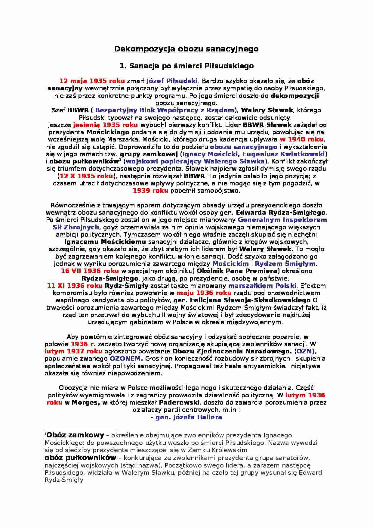 Dekompozycja obozu sanacyjnego - strona 1