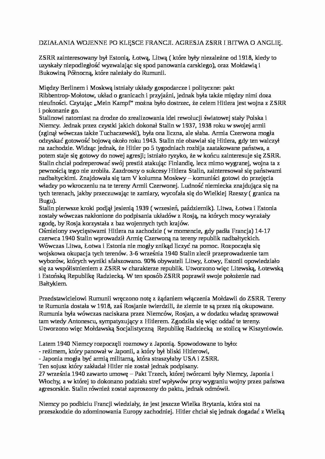 Działania wojenne po klęsce Francji  - strona 1