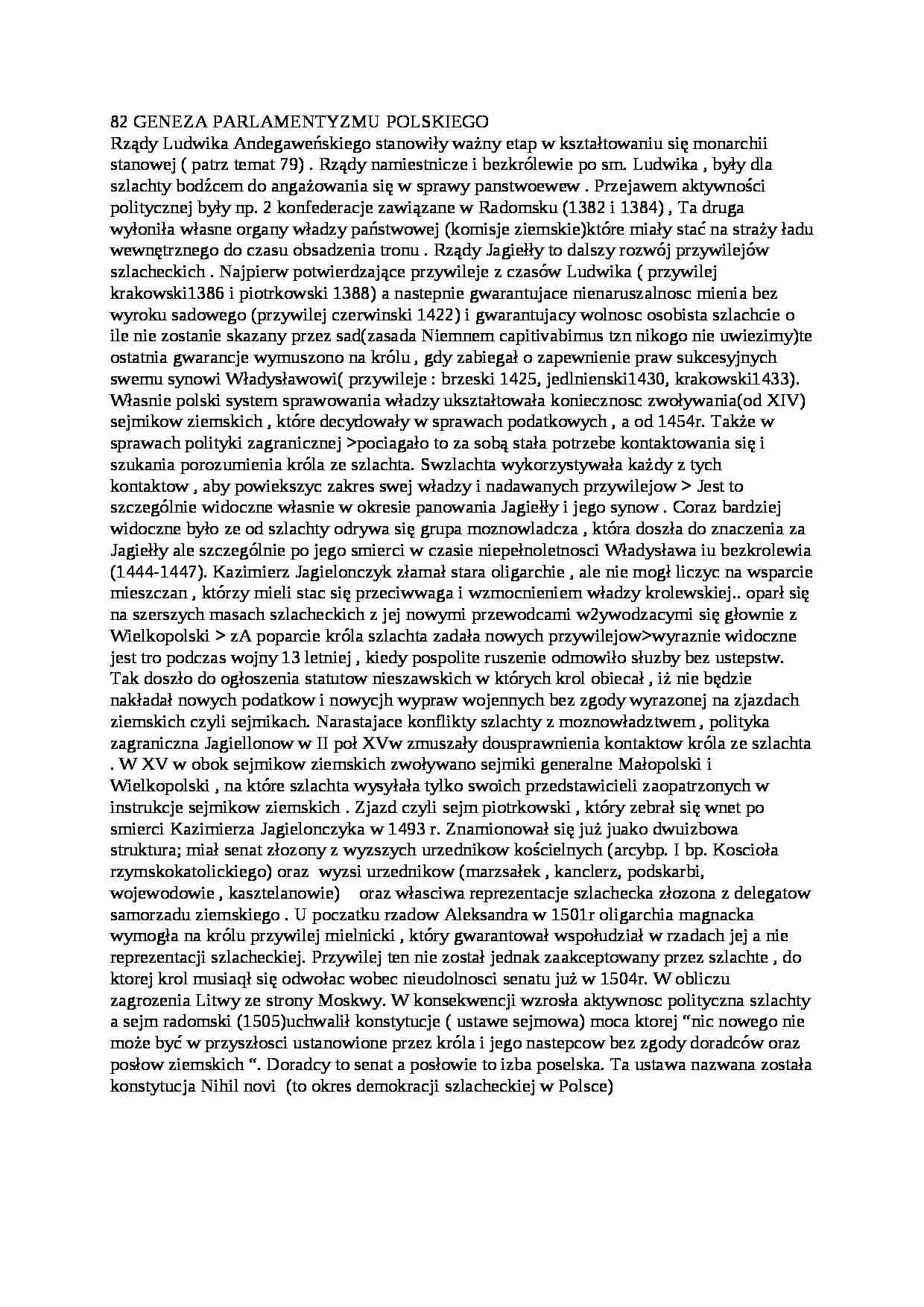 Geneza parlamentaryzmu polskiego  - strona 1