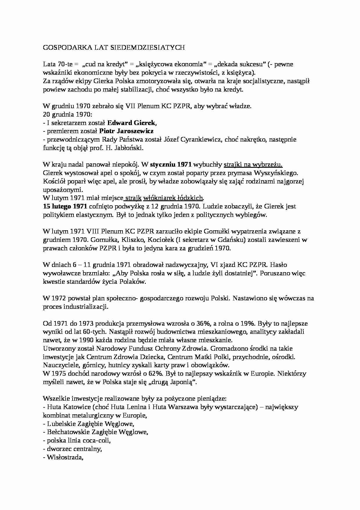 Gospodarka lat siedemdziesiątych  - strona 1