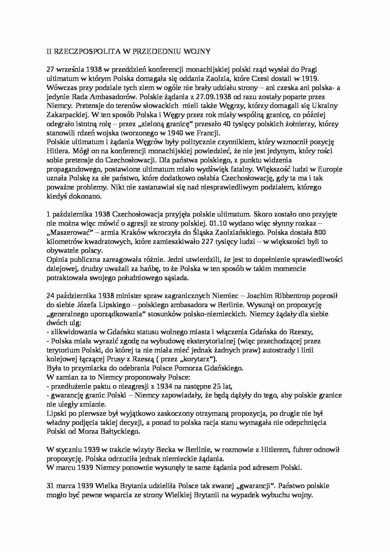 II Rzeczpospolita w przededniu wojny  - strona 1