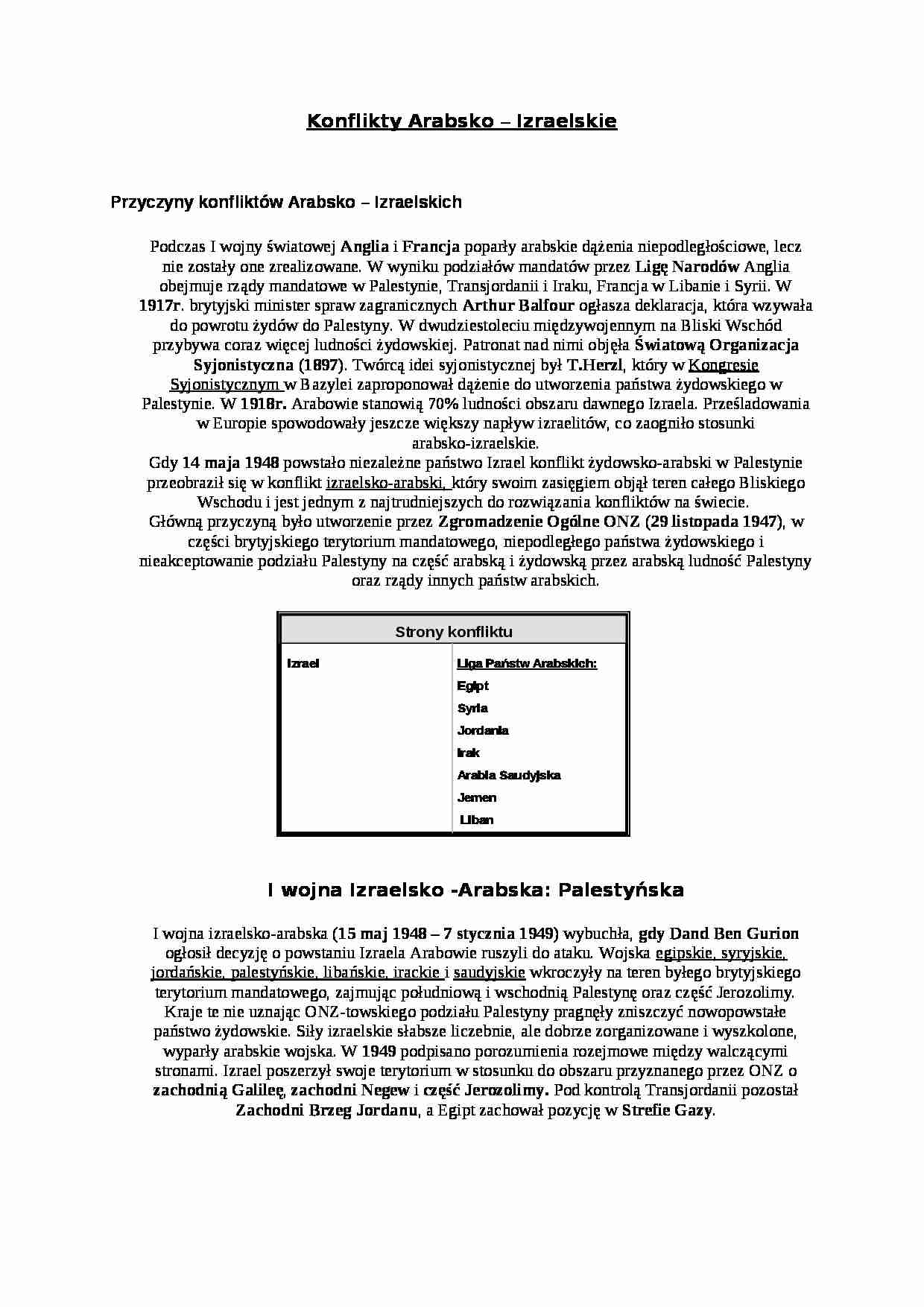Konflikty arabsko-izraelskie - strona 1