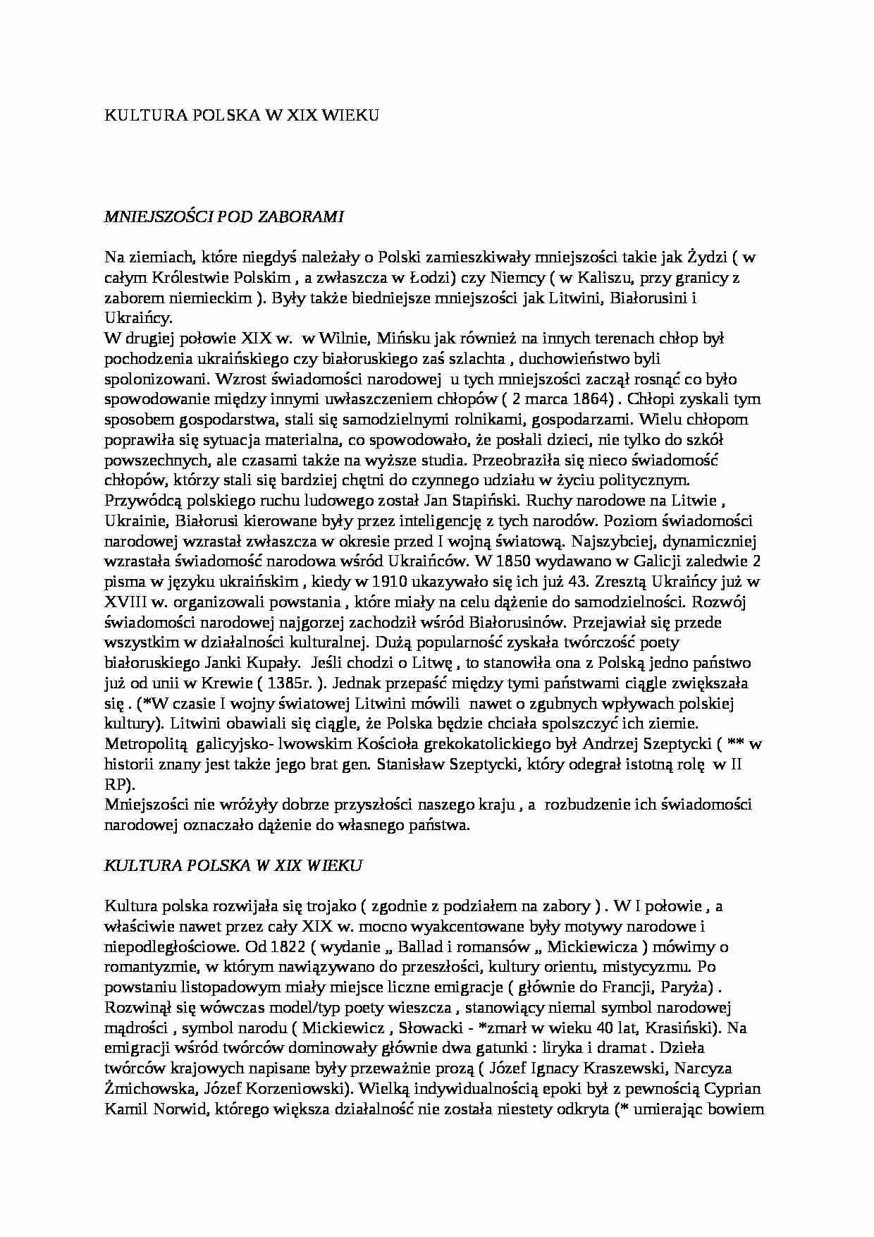 Kultura polska w XIX wieku - strona 1