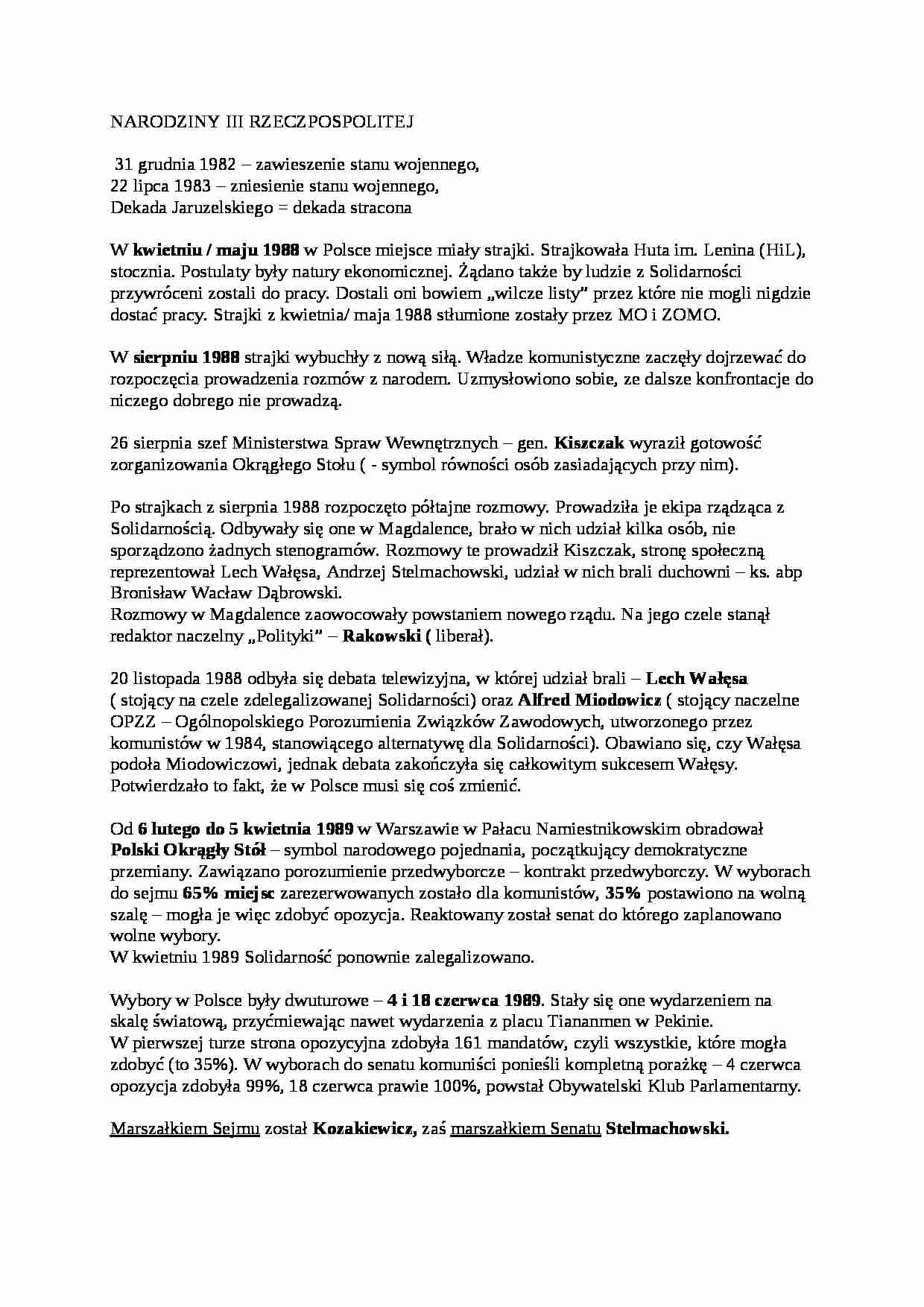 Narodziny III Rzeczpospolitej  - strona 1